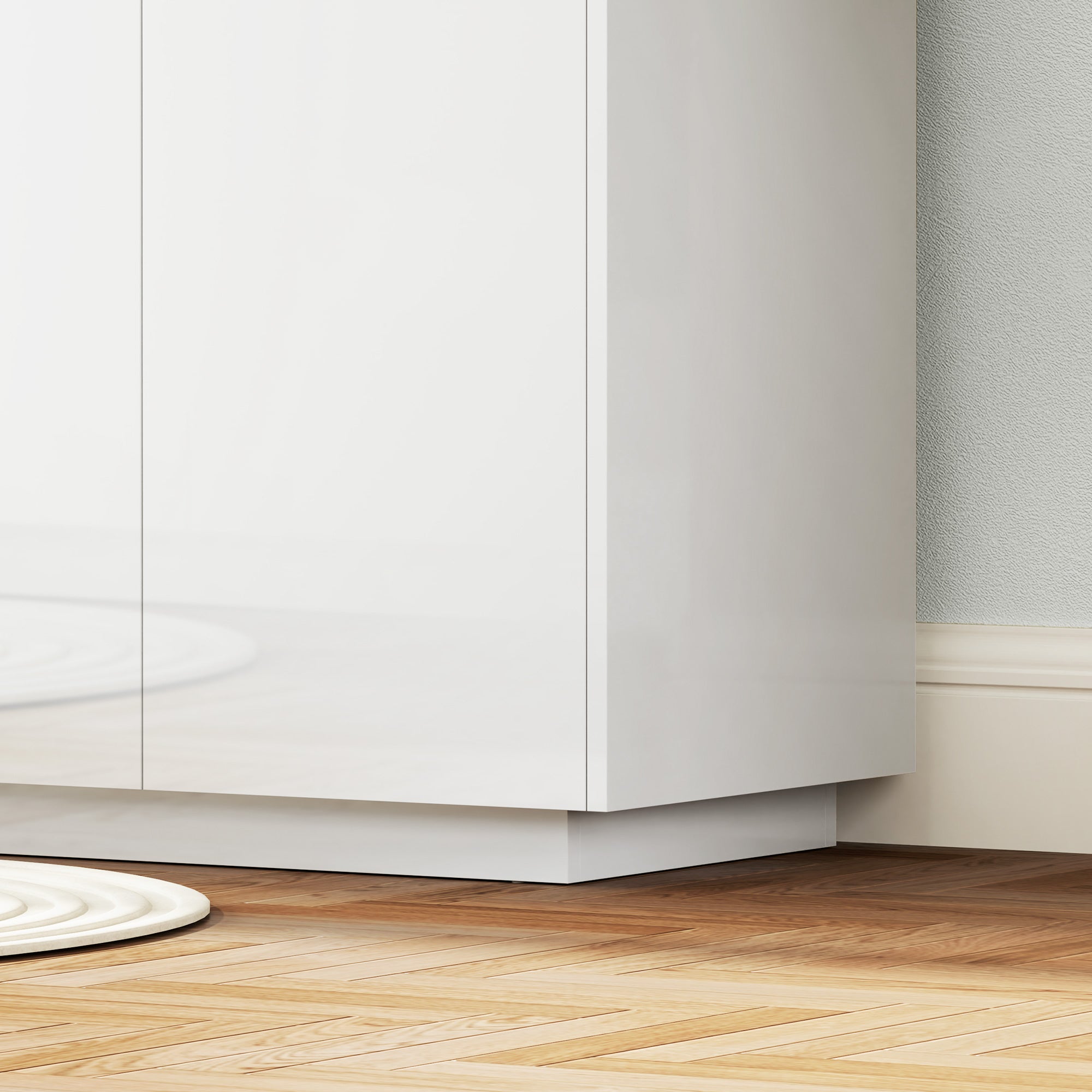 Dining Room Buffet, Kitchen Buffet, with 4 Soft-Close Doors and Adjustable Shelves, 140 x 40 x 75 cm, High Gloss White