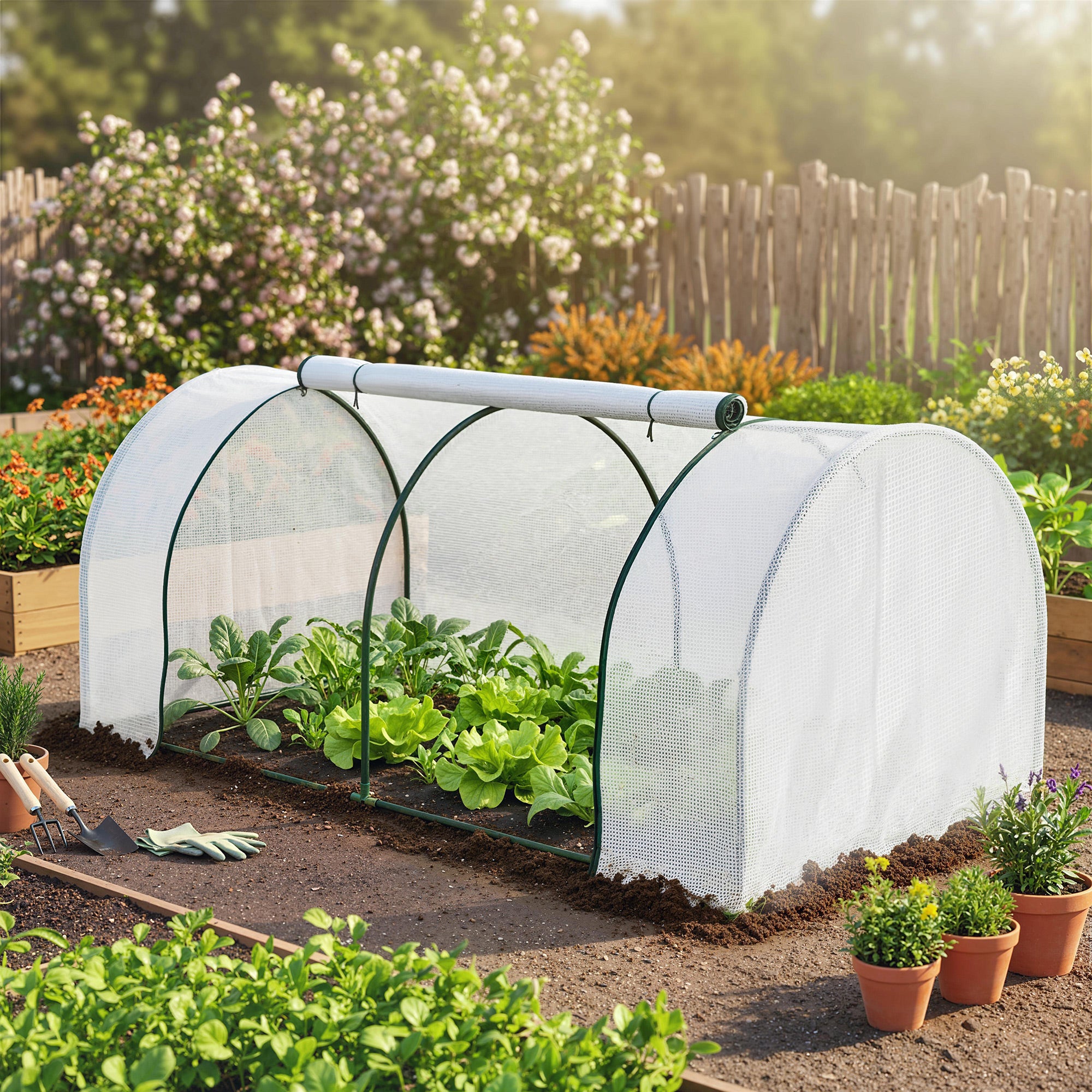 PE Reinforced Film Greenhouse, Winter-Resistant Steel Tunnel for Balcony & Garden, Tomato Greenhouse 78.7 x 39.4 x 31.5 in (200 x 100 x 80 cm) — White
