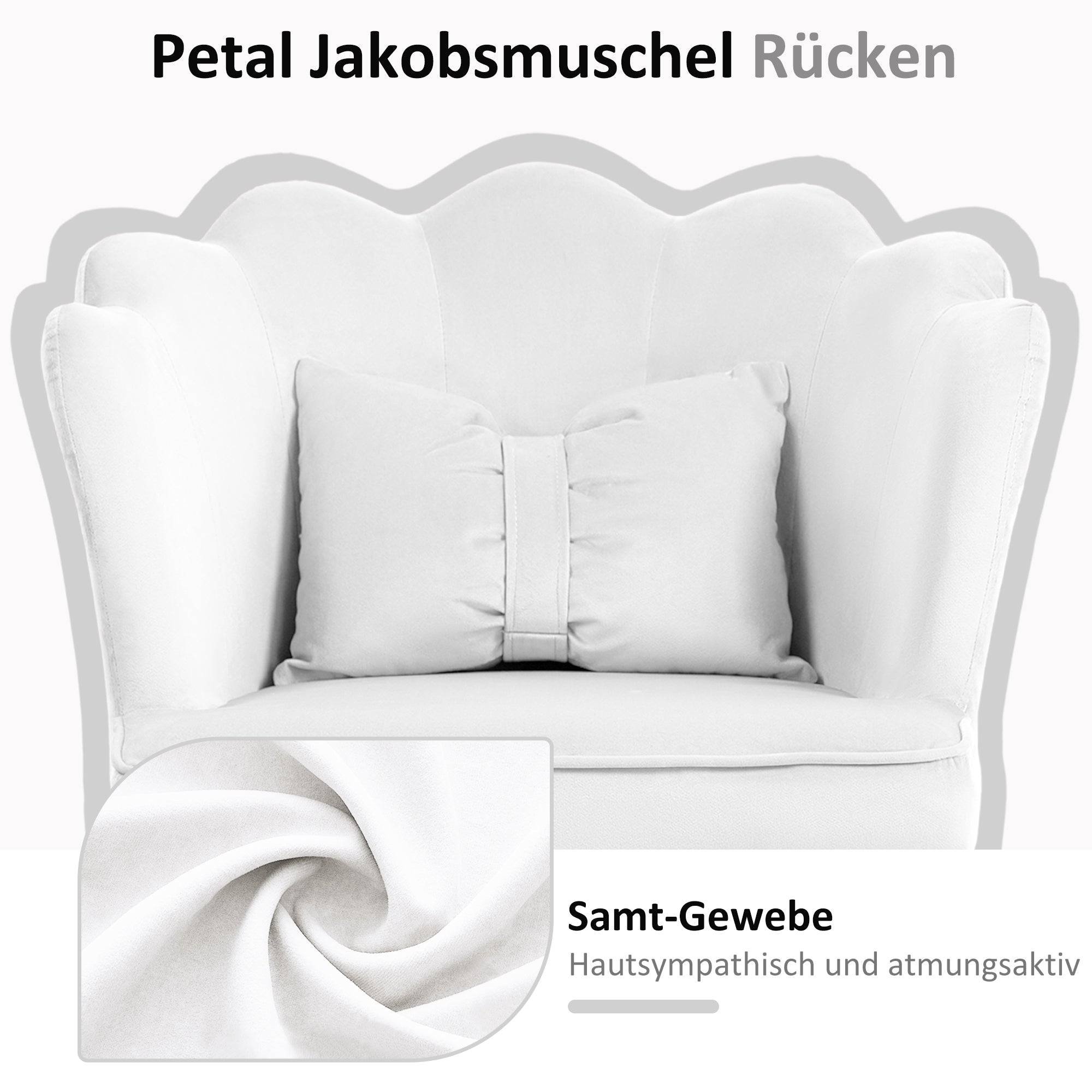 Office Chair Desk Chair with Armrest, Rocking Function, Height Adjustable Cosmetic Chair with Velvet Look, Padded Swivel Chair with Wide Seat for Bedroom, White