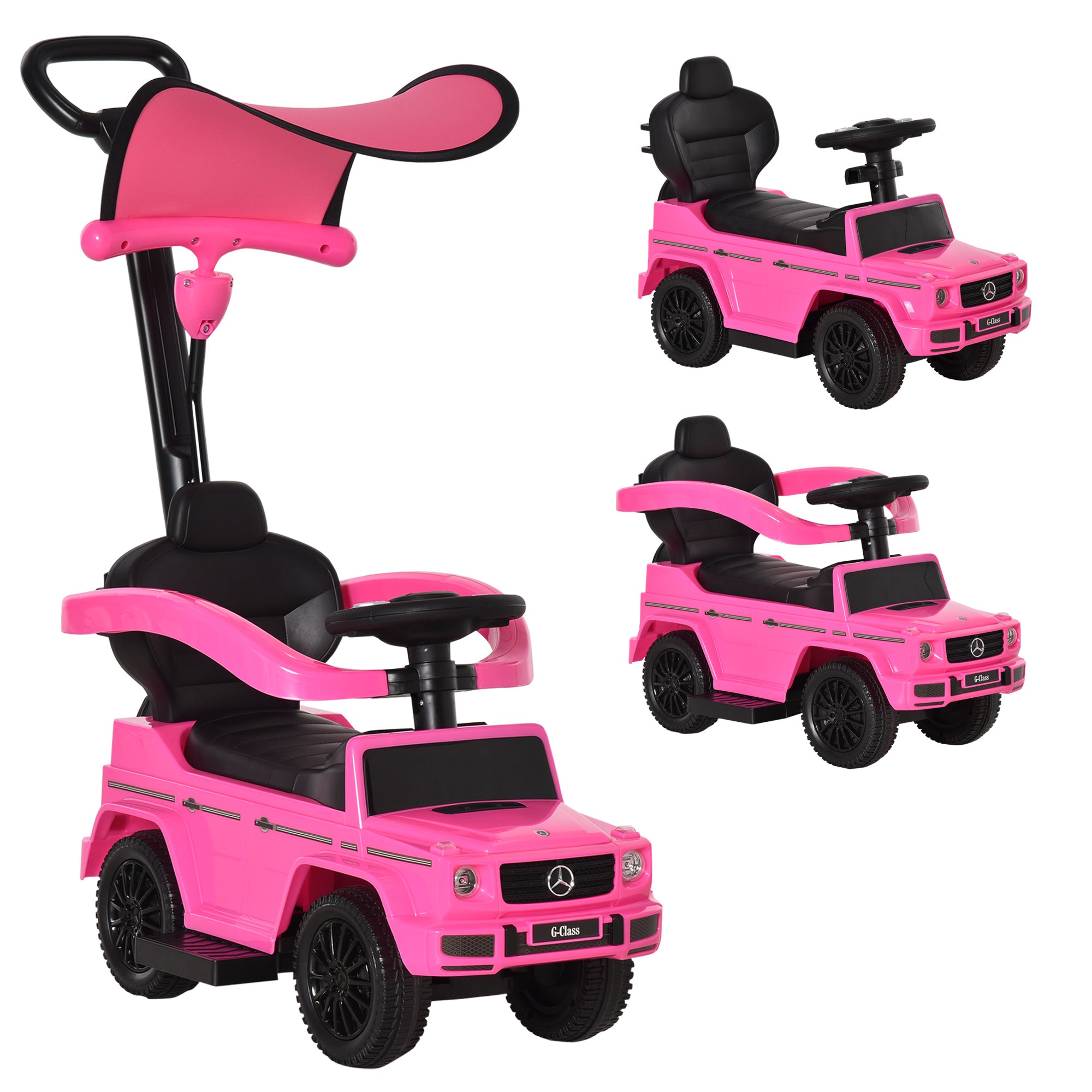 Kids Ride On Toy with Mercedes G350 License Ride On Toy for 1-3 Year Olds with Horn Removable Canopy and Guardrail Load 25 kg 85.5x40.5x95 cm Pink