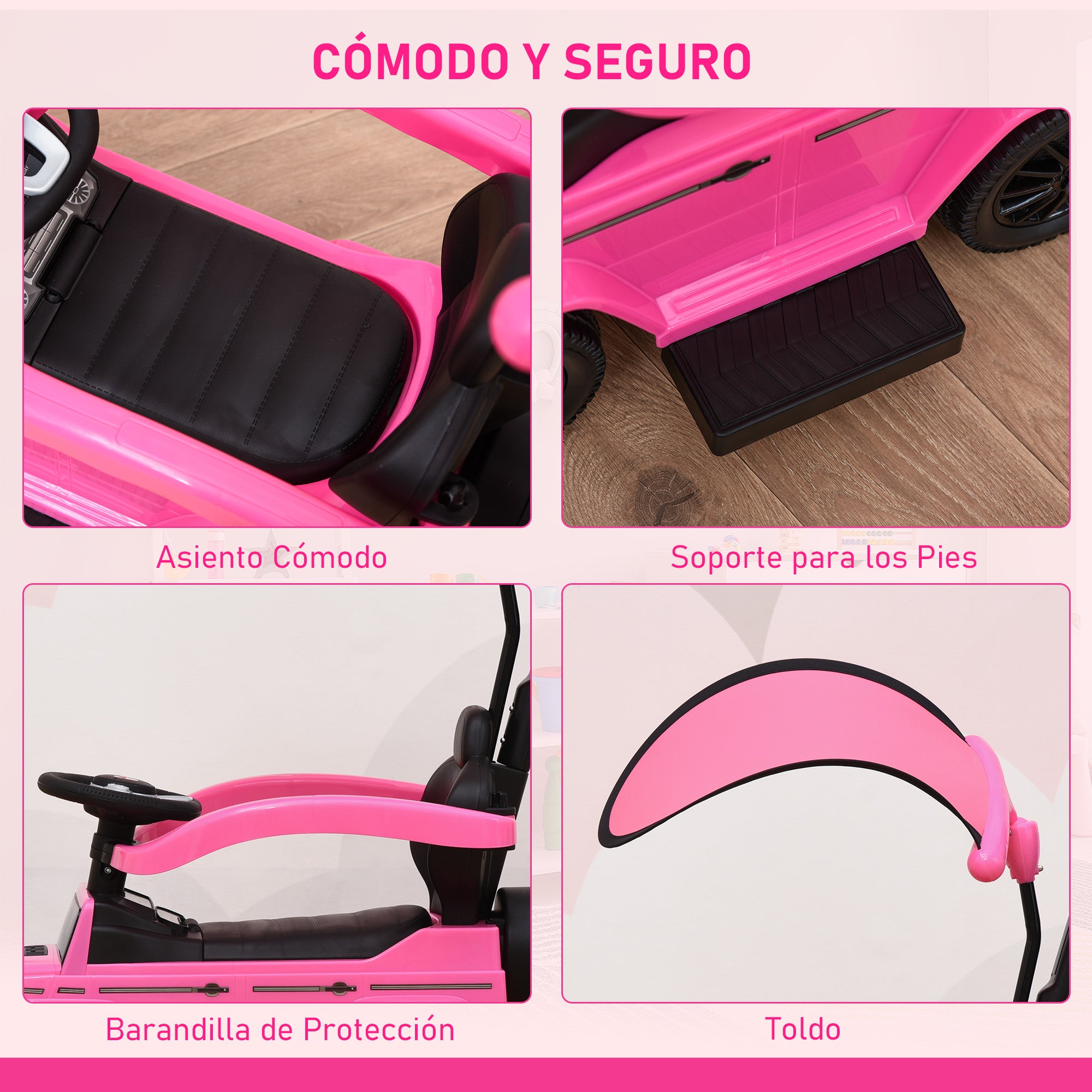Kids Ride On Toy with Mercedes G350 License Ride On Toy for 1-3 Year Olds with Horn Removable Canopy and Guardrail Load 25 kg 85.5x40.5x95 cm Pink