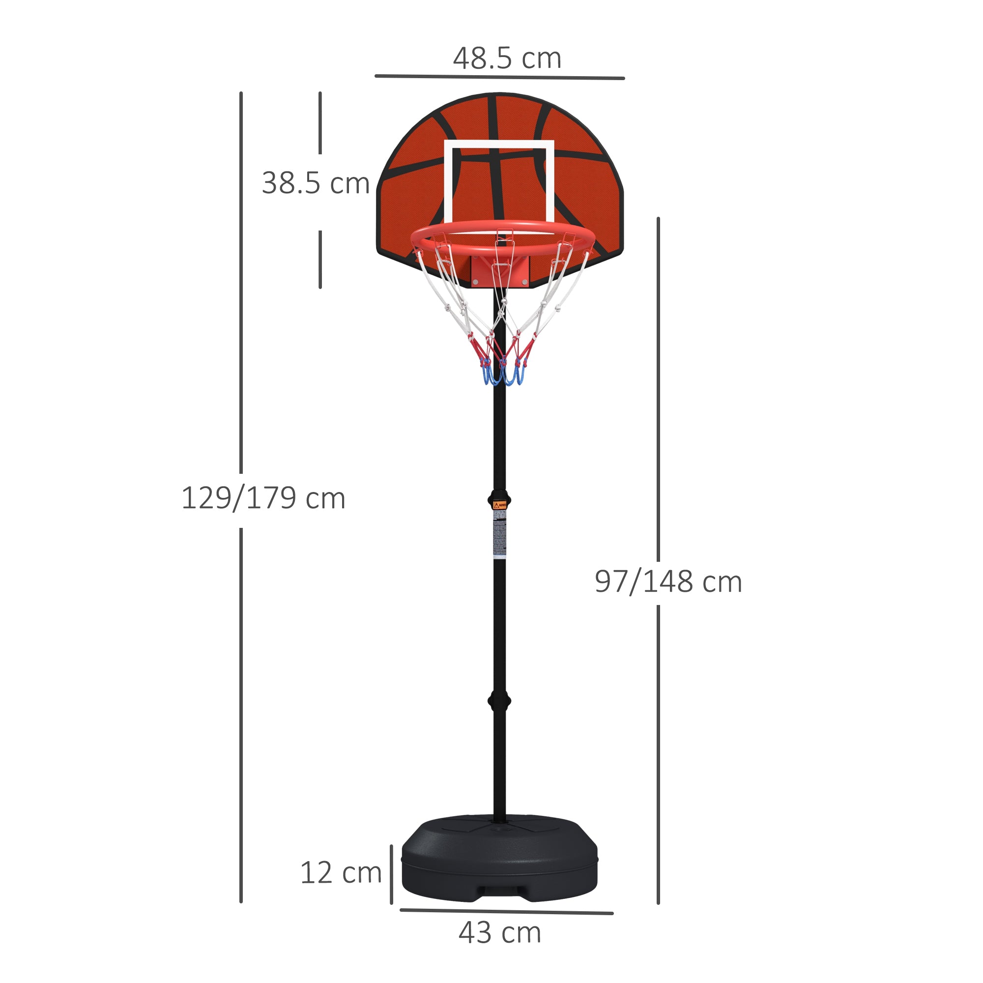 SPORTNOW Basketball Hoop with Magnetic Dartboard and Darts Adjustable Height 129-179 cm Fillable Base for Indoor Black