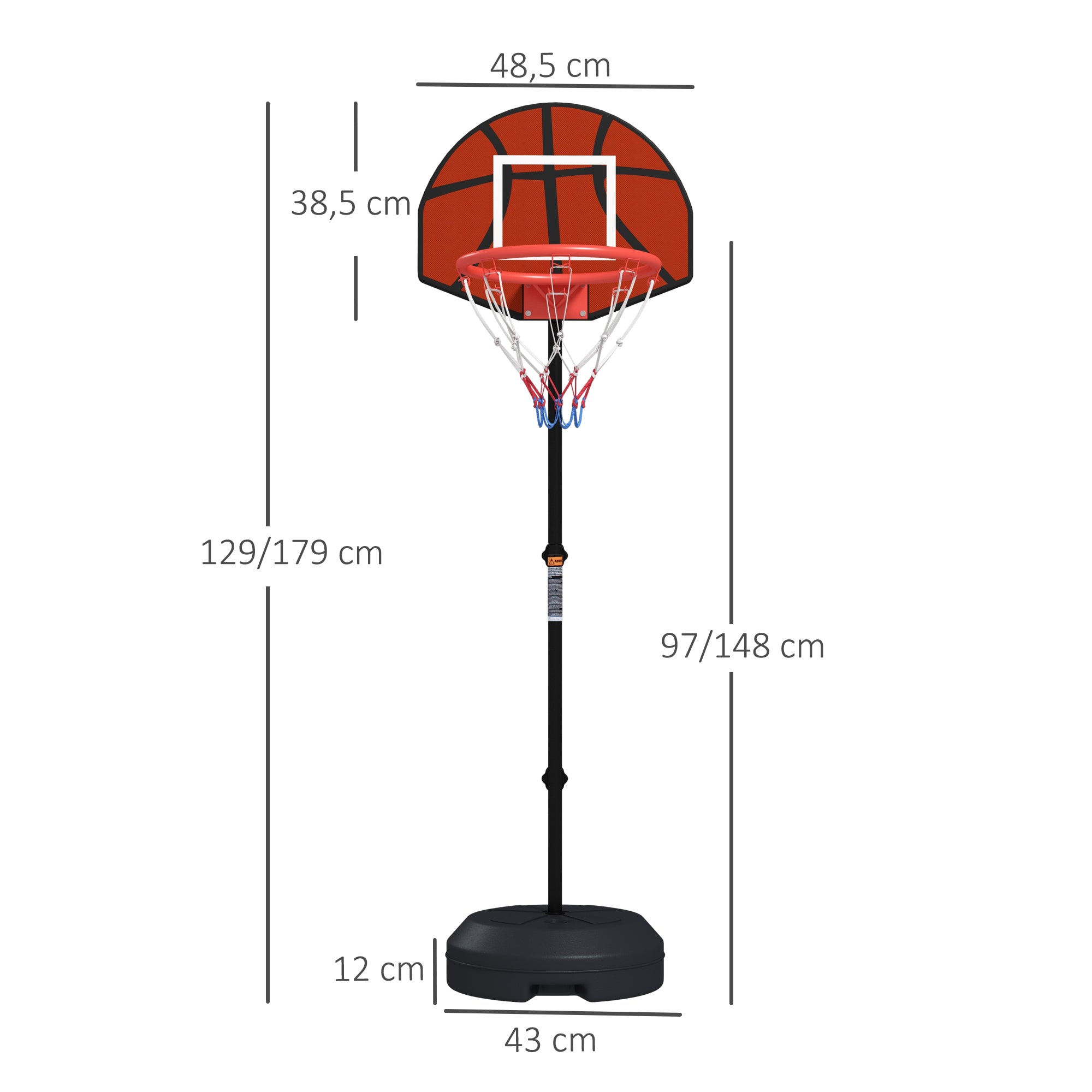 SPORTNOW Basketball Hoop with Magnetic Dartboard and Darts Adjustable Height 129-179 cm Fillable Base for Indoor Black