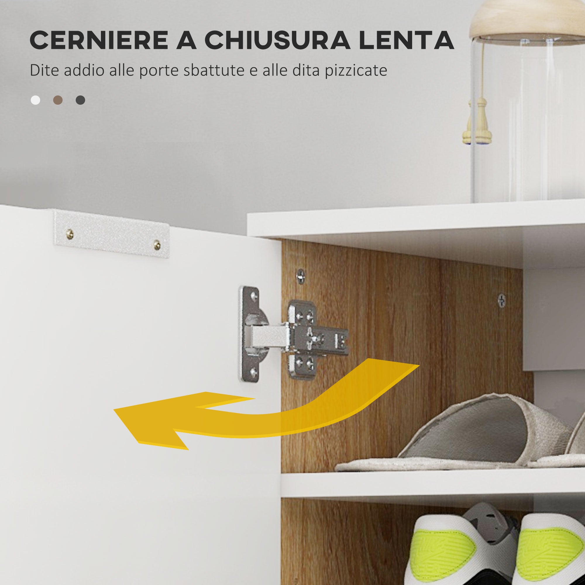 Shoe Rack for 15-20 Pairs of Shoes Size EU45, Space-Saving Shoe Rack with Adjustable Shelves and Soft-Close, Glossy White