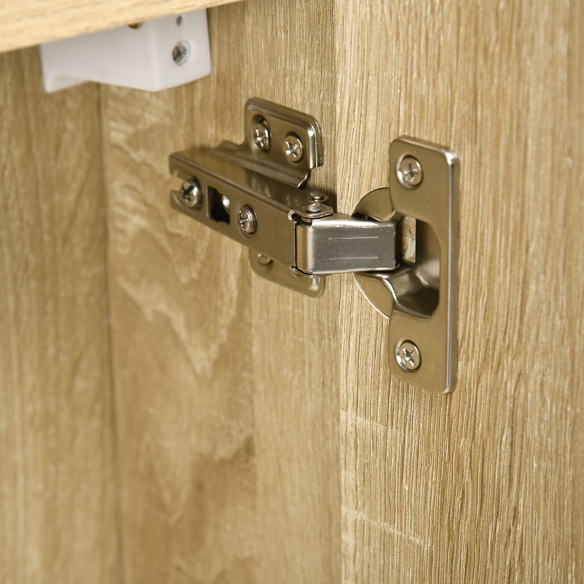 Bathroom Cabinet with Mirror and 4 Internal Shelves, in Chipboard, 60x15x60cm, Wood Color