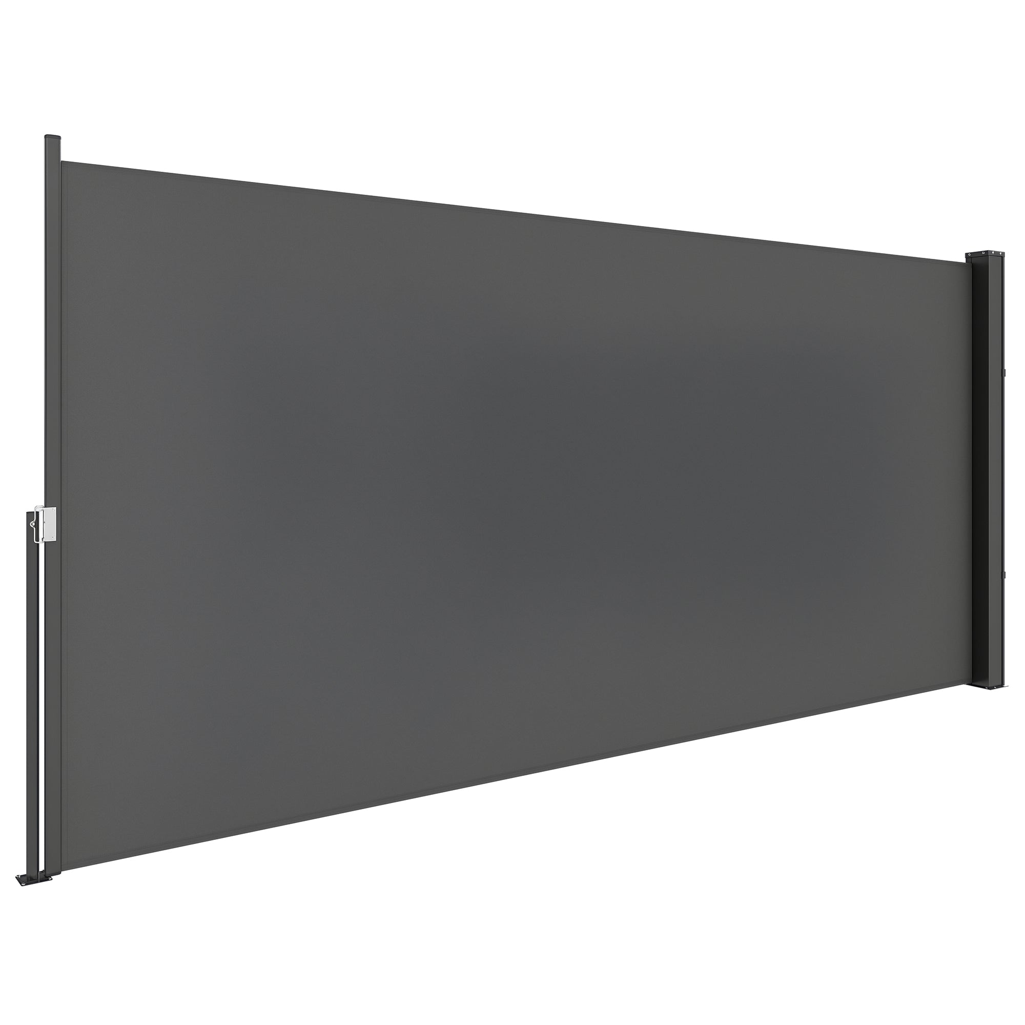 Retractable Garden Side Awning Screen 3m x 1.4m Aluminum Polyester Anti-UV High-Density 180 g/m² Dark Gray