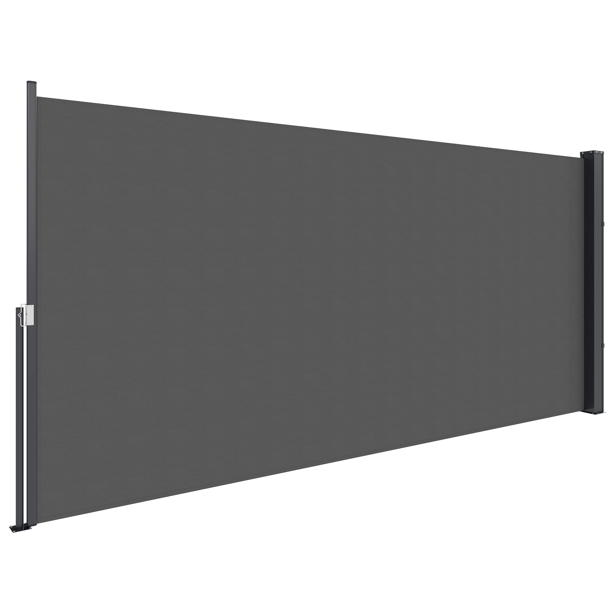 Retractable Garden Side Awning Screen 3m x 1.4m Aluminum Polyester Anti-UV High-Density 180 g/m² Dark Gray