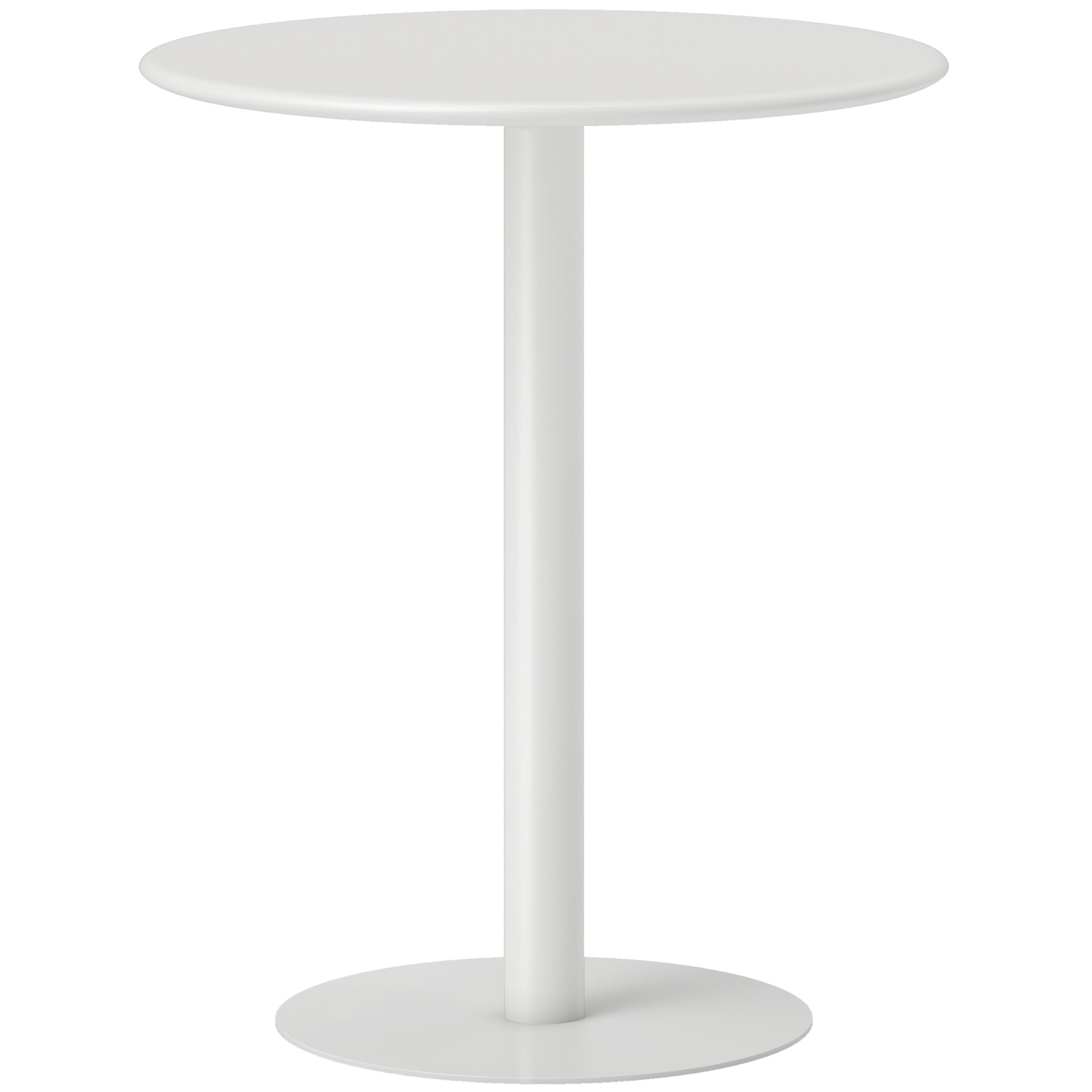 Dining Table, Round Kitchen Table for 2 People, Modern Dining Table for Living Room, Garden, Steel, Ø60 x 72 cm, White