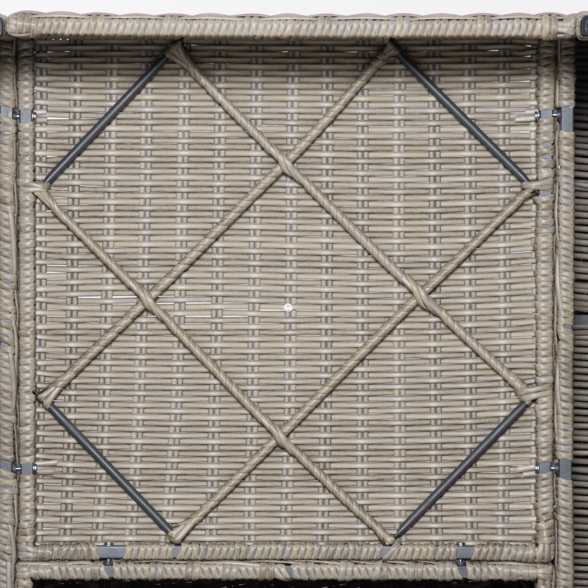 4-Piece PE Rattan Garden Furniture Set, Outdoor Lounge with 1 Sofa, 2 Armchairs, 1 Coffee Table and Removable Washable Cushions, Khaki and Beige