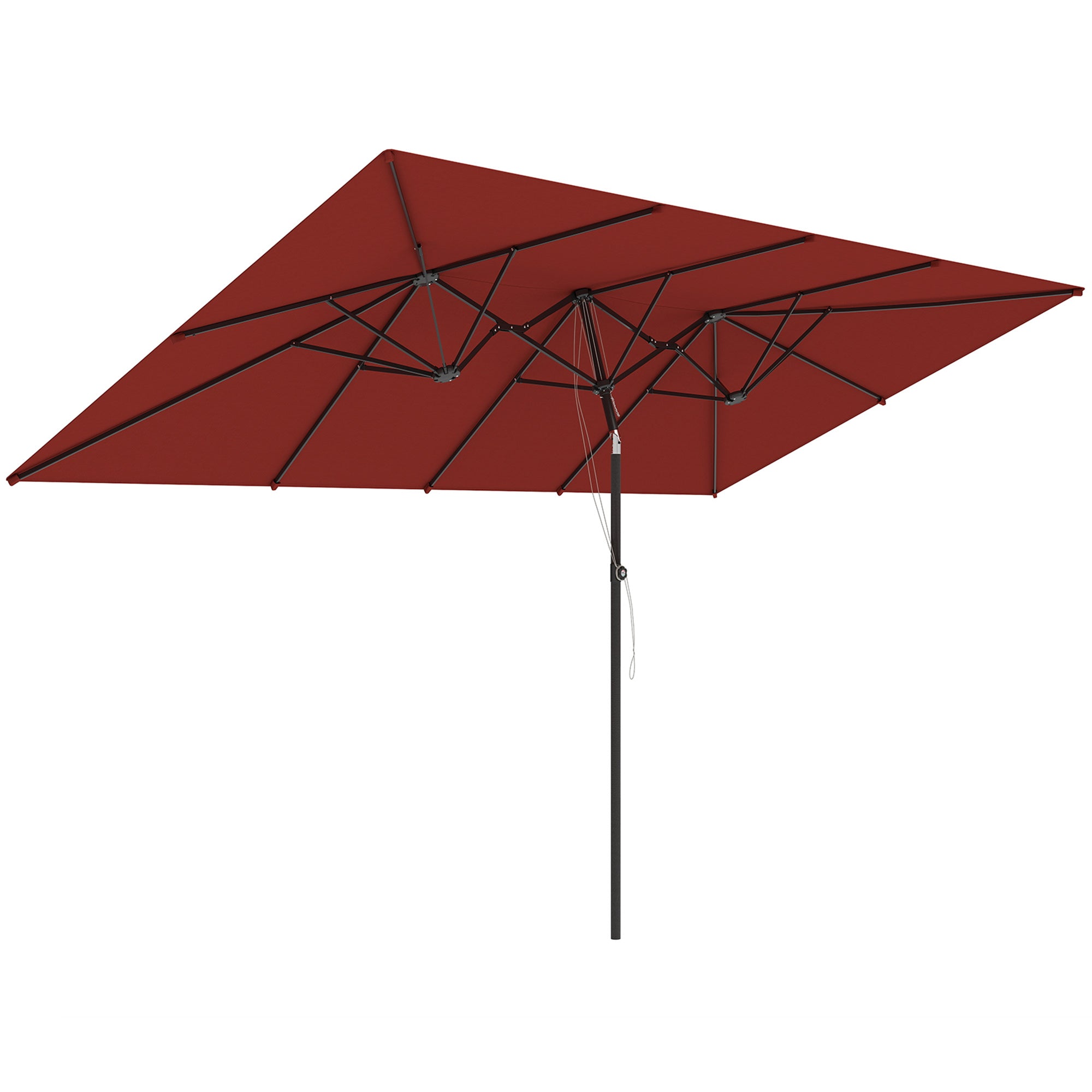 Double Rectangular Patio Umbrella, 5' x 9.7' (59" x 116"), Adjustable Height & Tilt, Wine Red