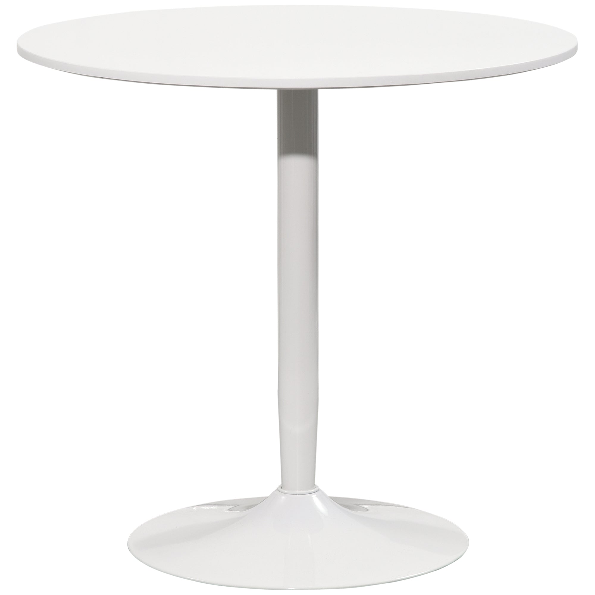 Dining Table, Round Kitchen Table, Modern Dining Table for 2 Persons, Bar Table with Steel Base, Non-Slip Footrest, Coffee Table for Living Room, Ø80 x 75 cm, White