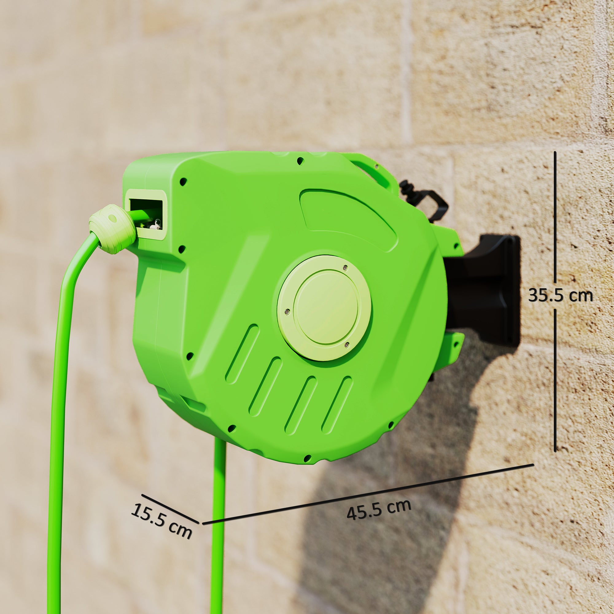 Hose Reel 15+1.5m Automatic Hose Reel Air Swivel Garden 180° Swivel Air Hose Green