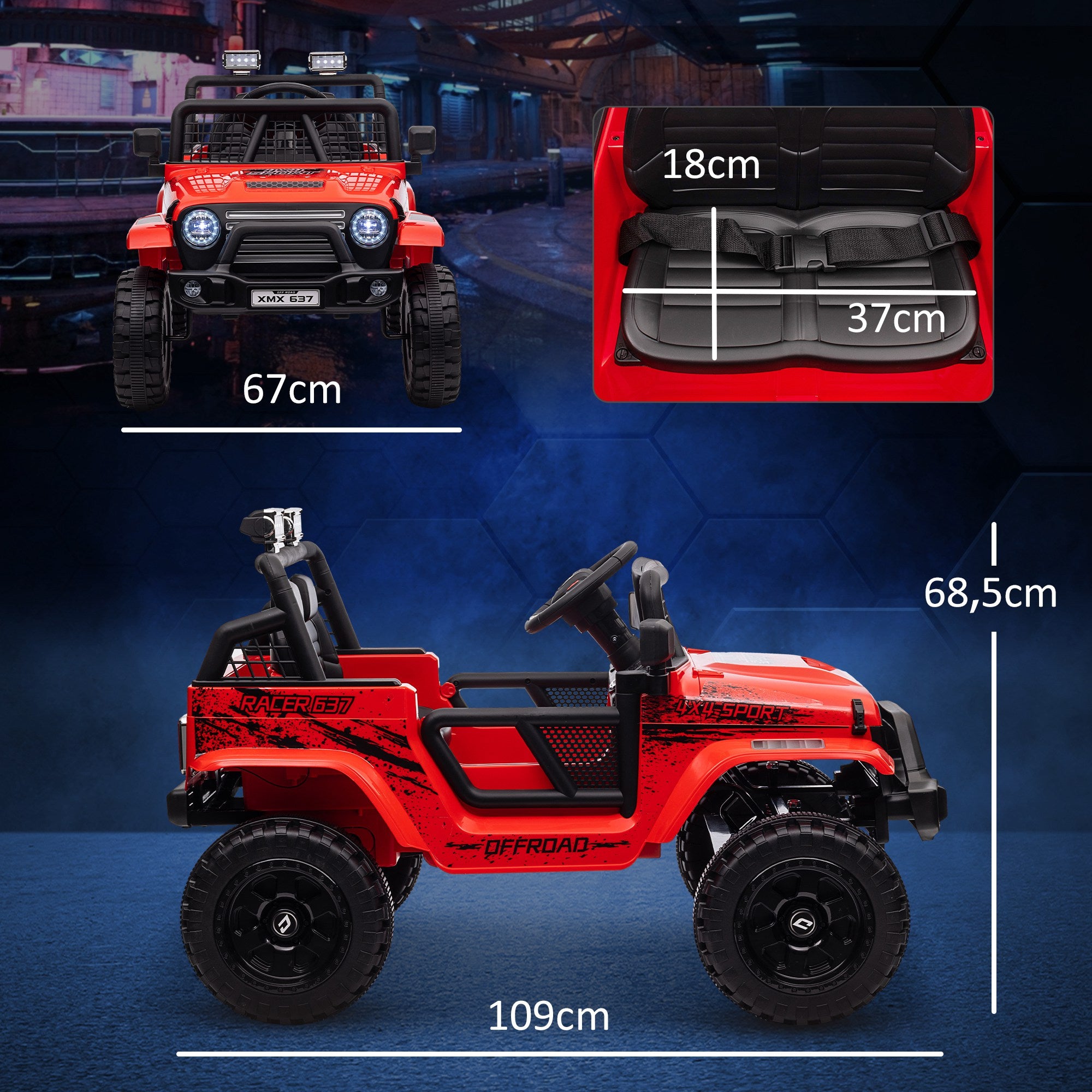 Kids' Electric Car, 12V 3-5 km/h Kids Ride On Car with 2.4G Remote Control, Shock Absorbers, Electric Children Vehicle with Music, Headlights, Horn, MP3, Electric Car for Kids 3-6 Years Old, Red