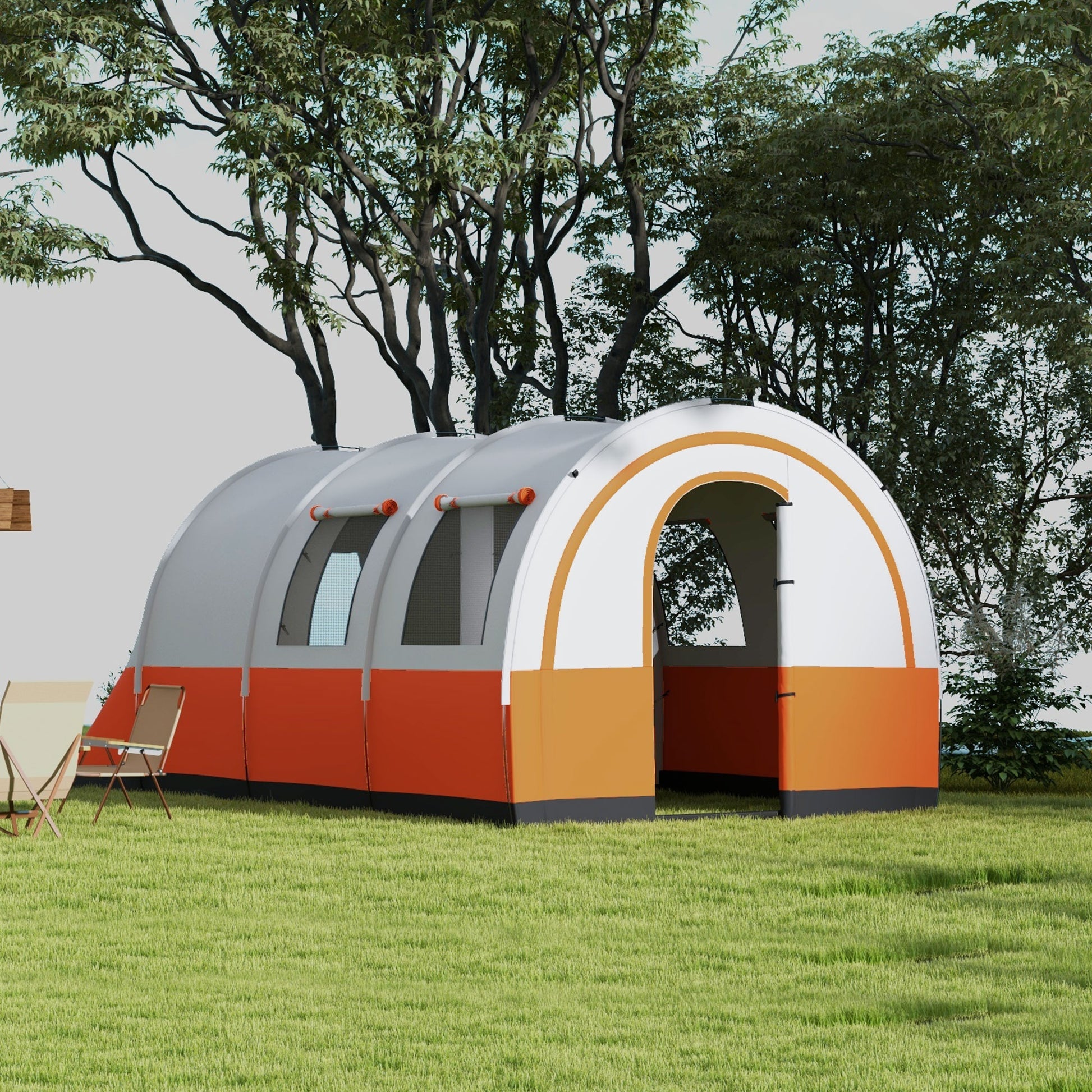 Tunnel Tent, Camping Tent for 6 People, with 2 Rooms, Light Hook, Group Tent with Carry Bag, 3000mm Waterproof Family Tent, for Garden, Campsite, Cream
