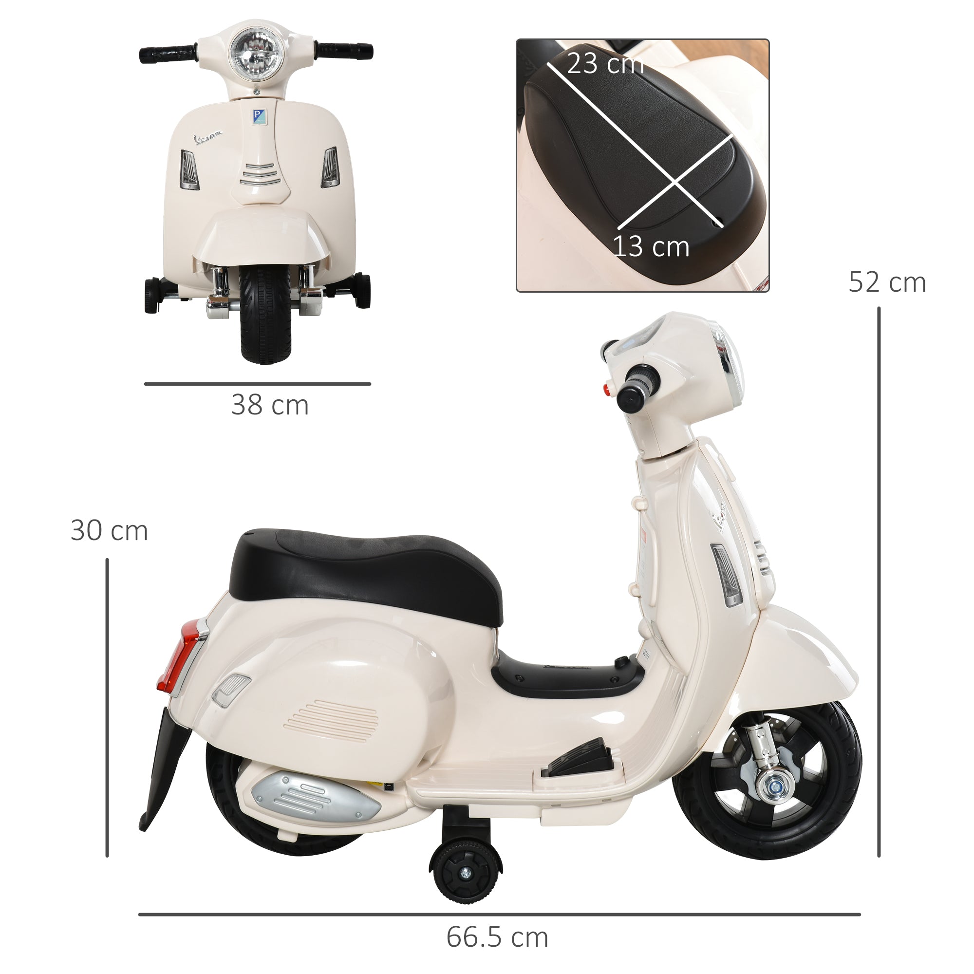 Kids Electric Vespa Motorcycle Electric Bike with LED Light, Sound, Children's Electric Motorcycle for Kids 18-36 Months White