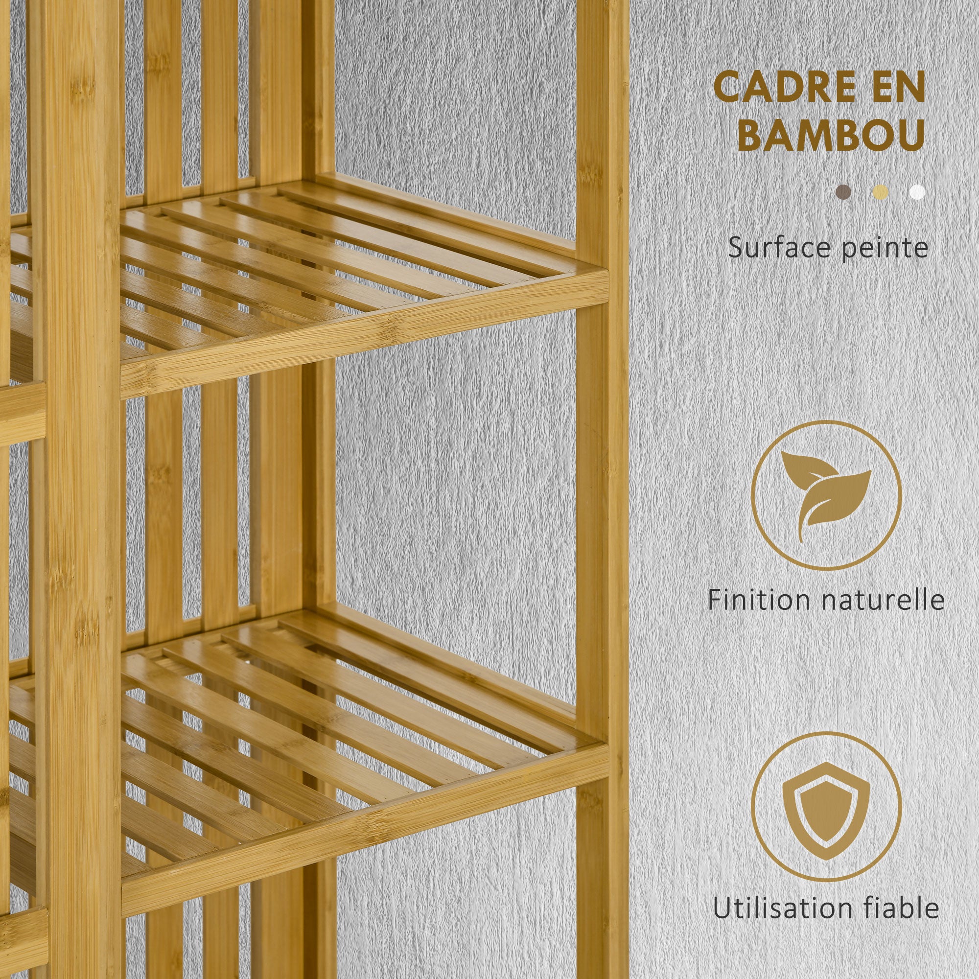 Bamboo Wardrobe Clothing Storage with 2 Sliding Doors, Open Shelves, and Rod for Bedroom, 145 x 35 x 165cm, Natural Wood Finish