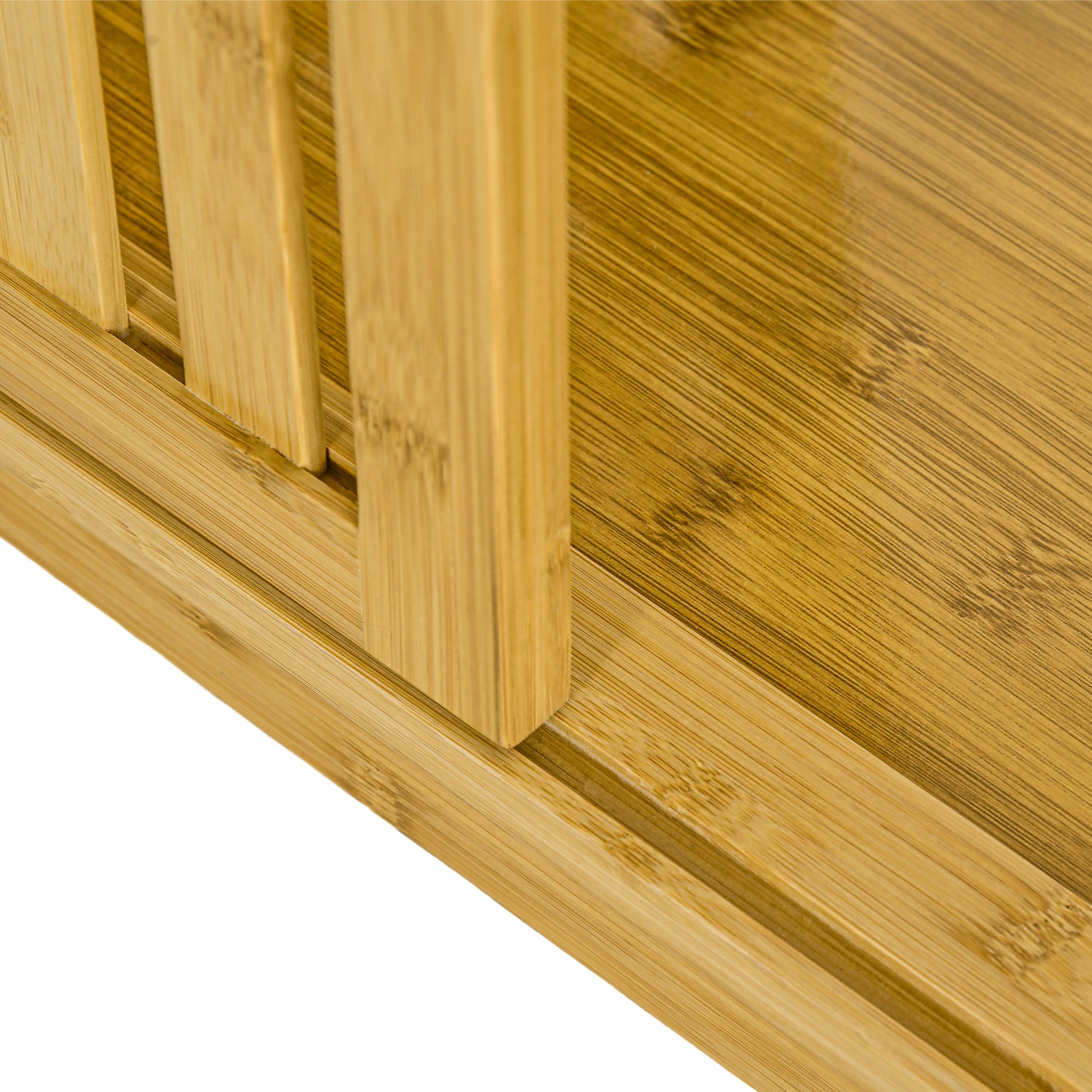 Bamboo Wardrobe Clothing Storage with 2 Sliding Doors, Open Shelves, and Rod for Bedroom, 145 x 35 x 165cm, Natural Wood Finish