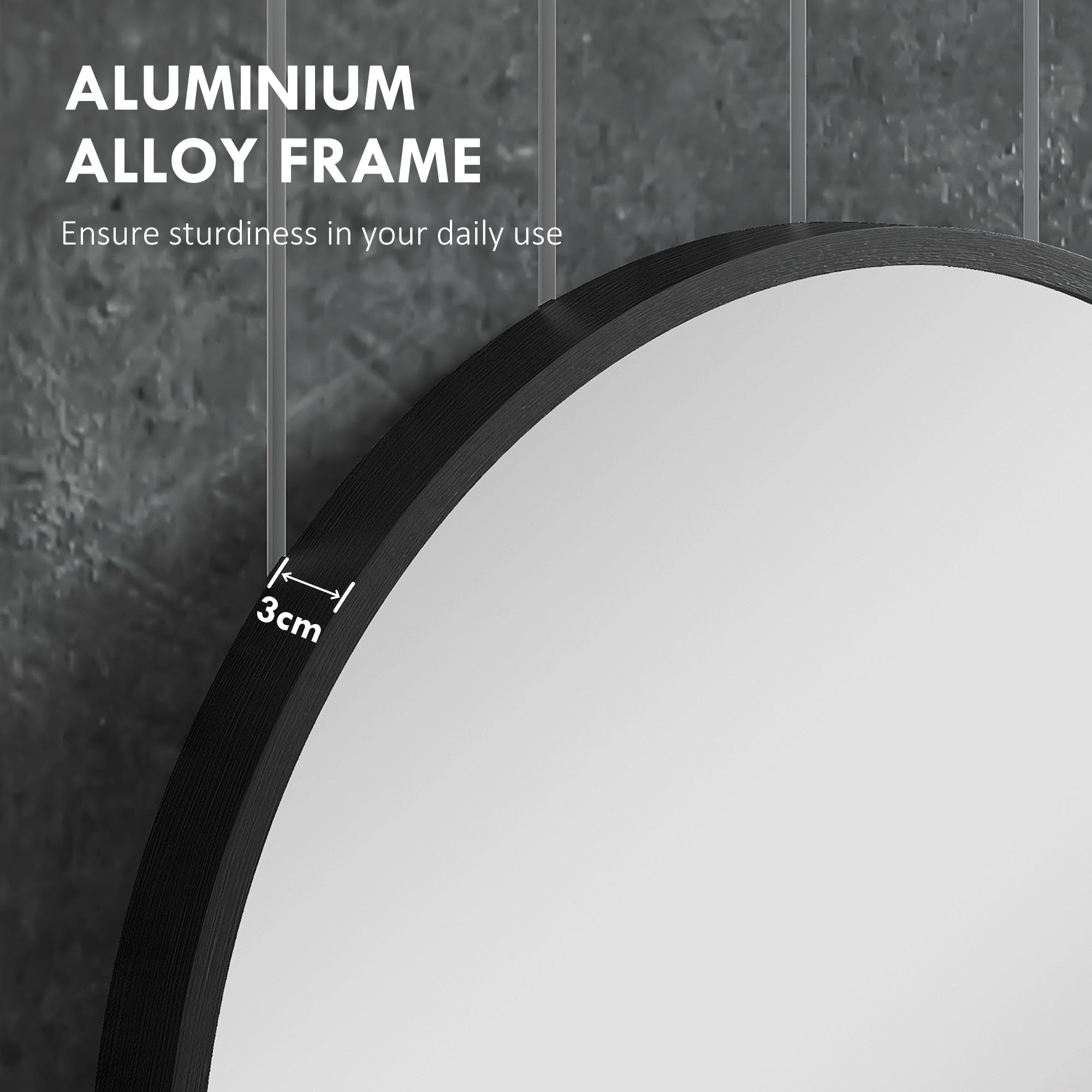 Oval Bathroom Mirror 60x90cm Tempered Glass, Modern Wall Mirror with Aluminum Alloy Frame, Vertical/Horizontal Mounting, for Bedroom, Entryway, Living Room, Black