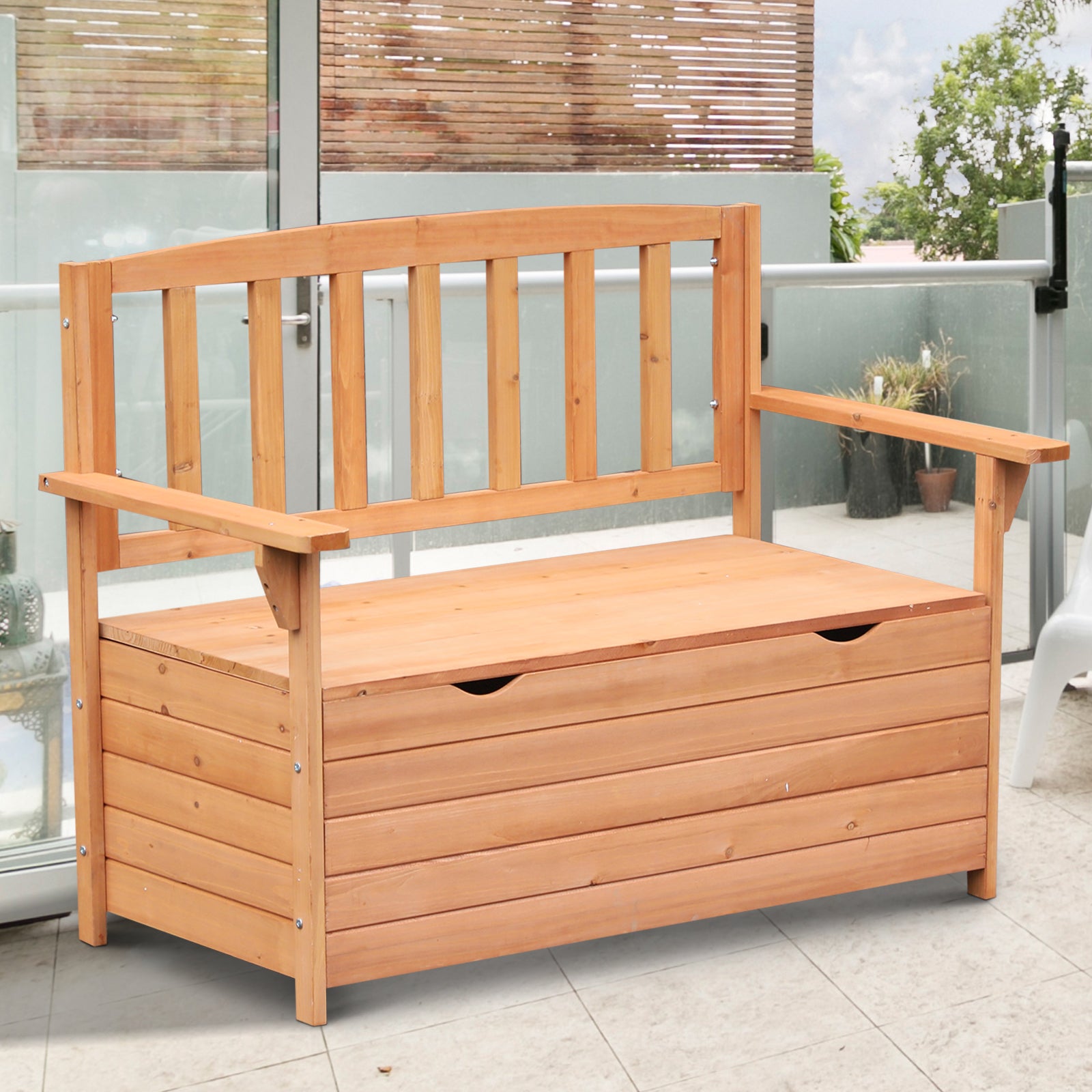 Garden Bench in Fir Wood with Storage Chest dim. 112L x 58W x 84H cm