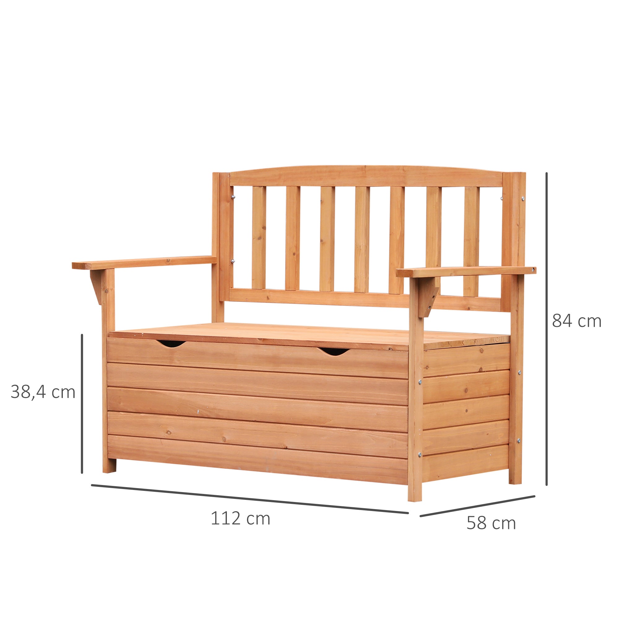 Garden Bench in Fir Wood with Storage Chest dim. 112L x 58W x 84H cm