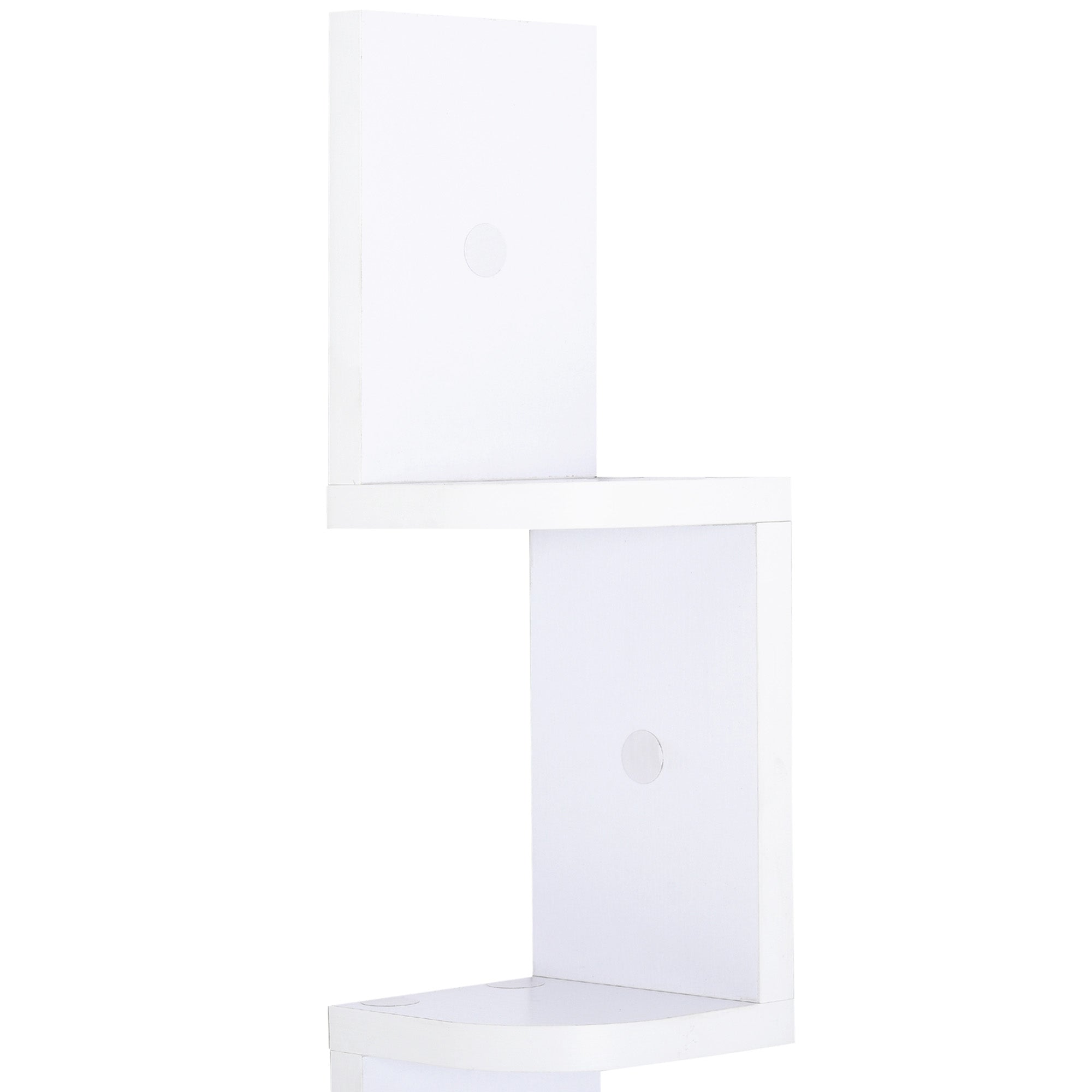 5-Tier Zigzag Wall-Mounted Corner Shelf Height 120 cm White Wood