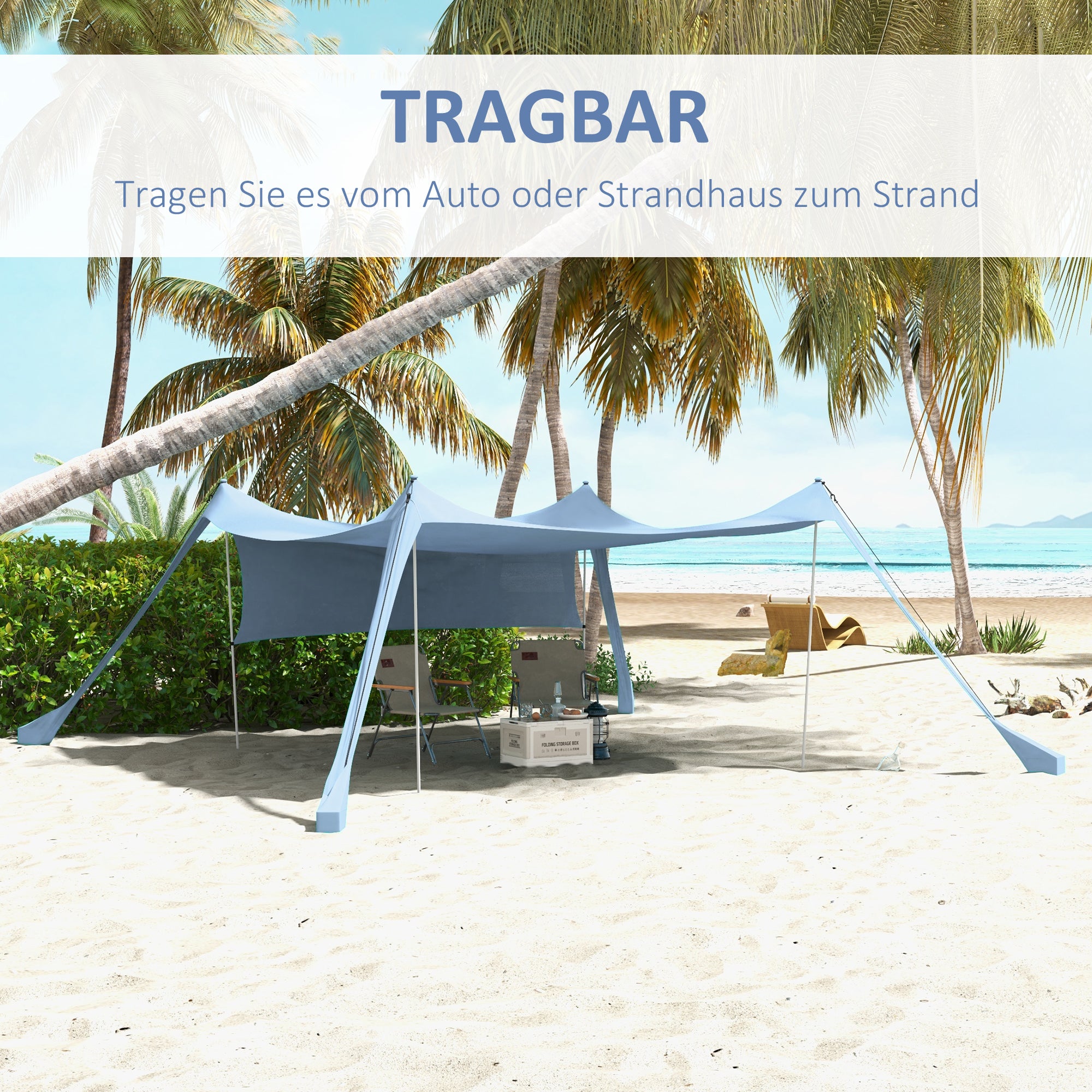 Sun Shade Sail Waterproof Weather Protection with Steel Poles, Shovel, Carrying Bag, for Camping, Travel, Picnics 3 x 3 x 2 m, Blue