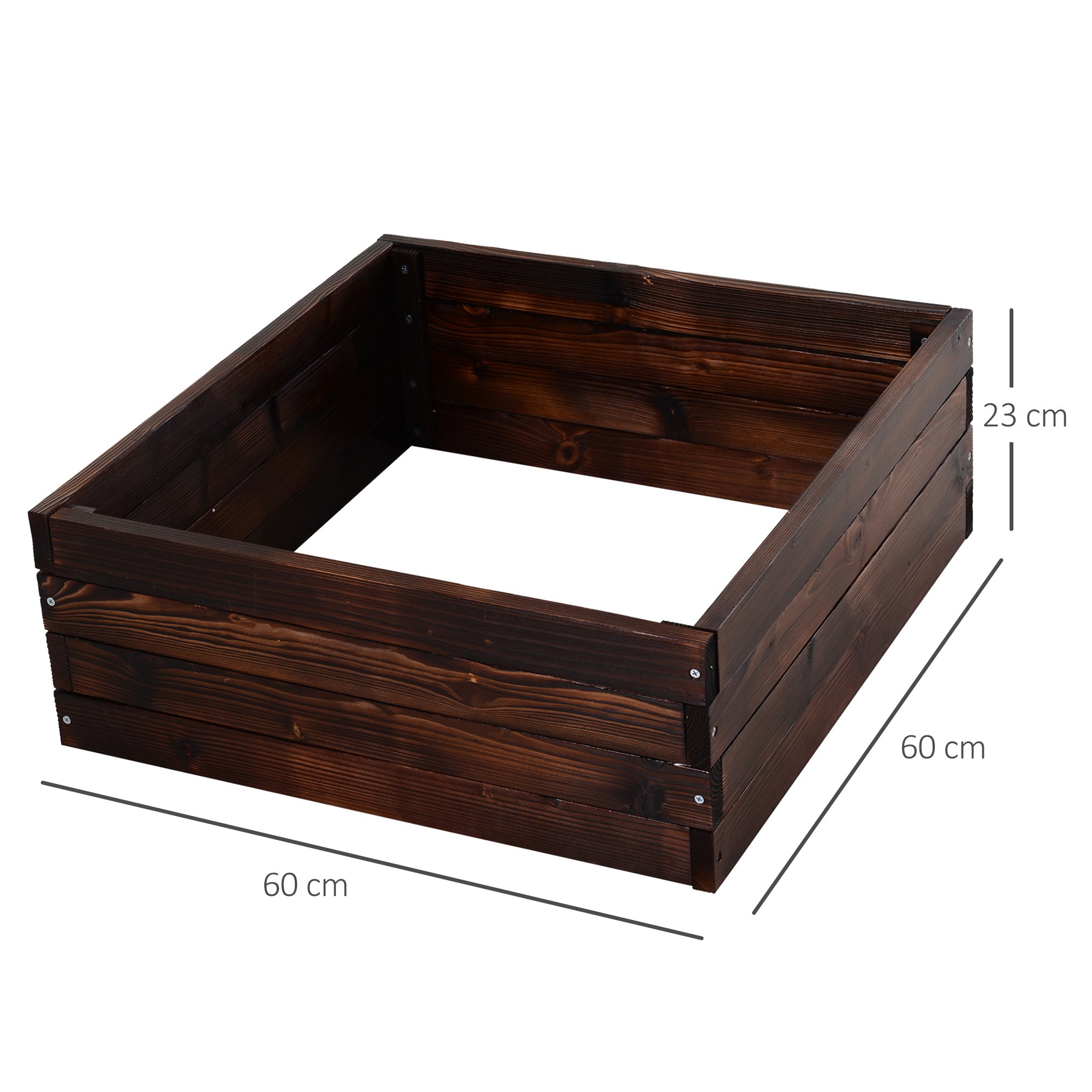 Raised Garden Bed, Plant Box, Vegetable Bed, Herb Bed, Solid Wood, Dark Brown, 60 x 60 x 23 cm
