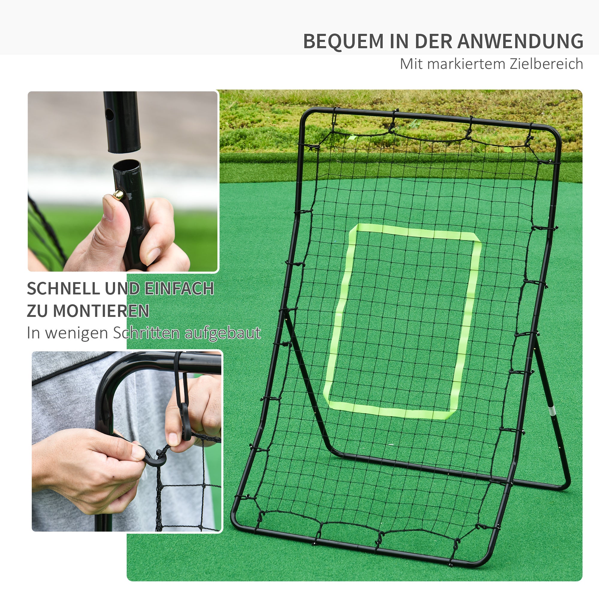 Rebounder for Soccer Portable with Strike Zone Rebound Net Kickback Rebound Wall for Baseball Basketball Soccer Goal for Kids and Teens Training 75x126cm, Black