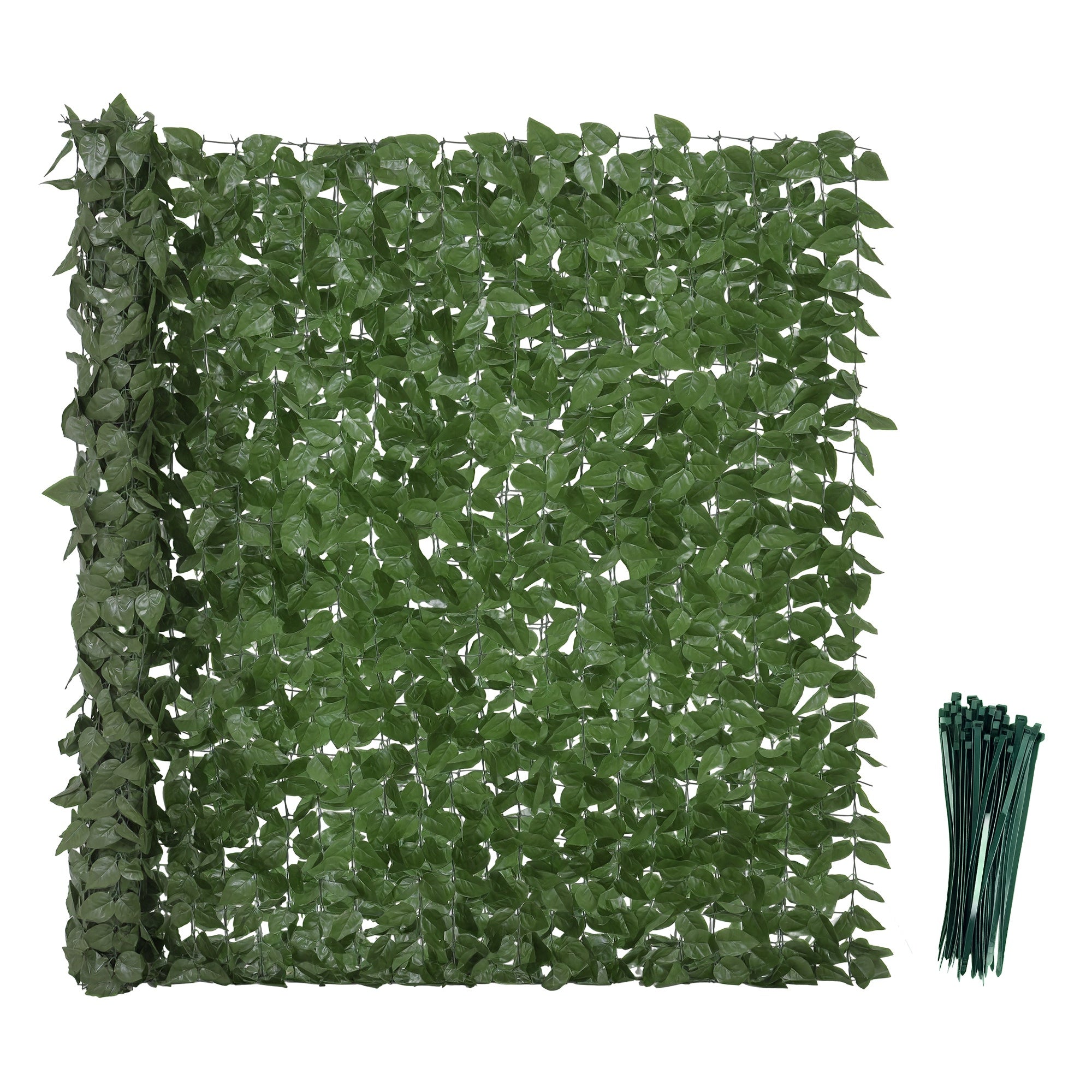 Artificial Hedge Privacy Screen Decoration Roll 3L x 1.5H m Realistic Beech Foliage Anti-UV, Silk Leaves, Dark Green