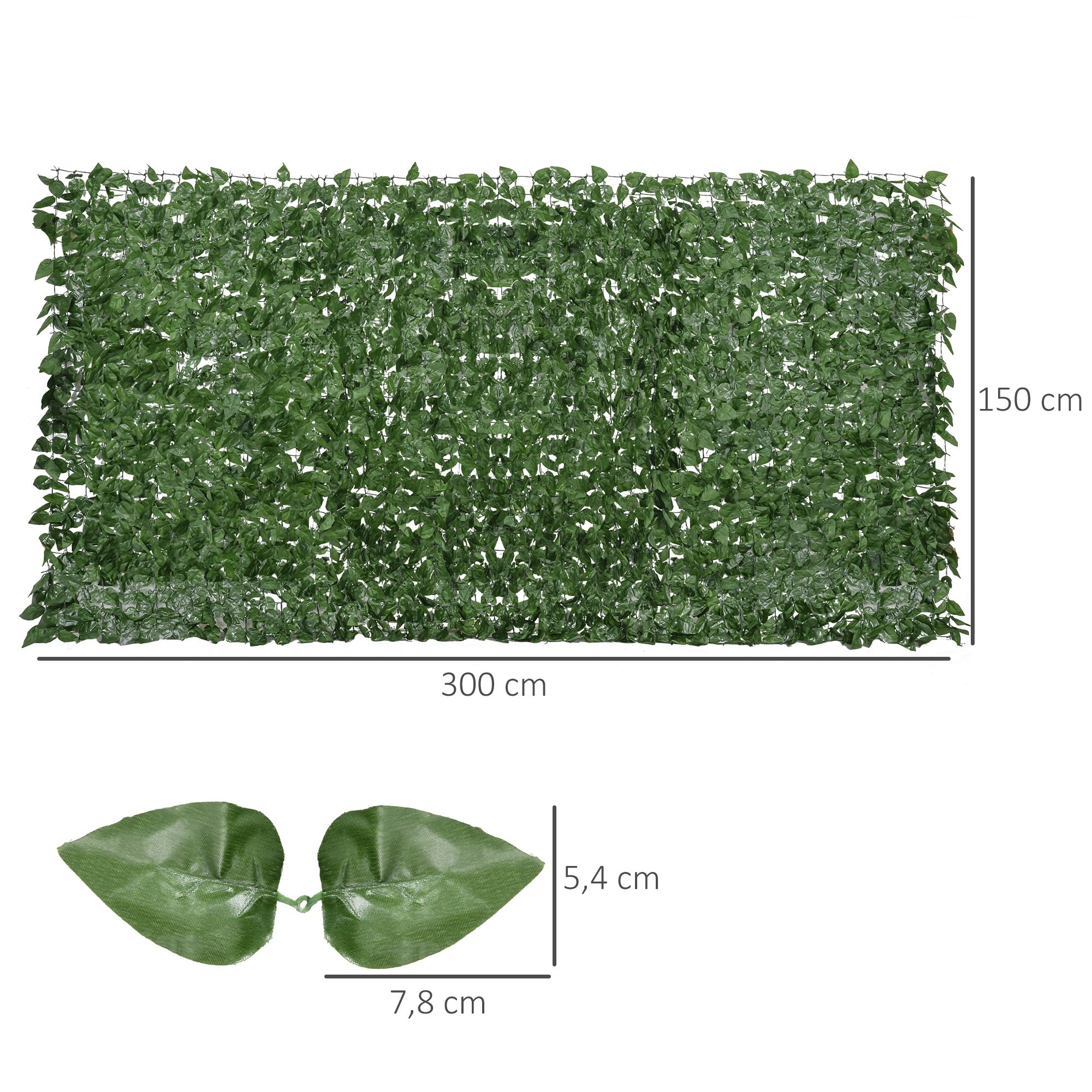 Artificial Hedge Privacy Screen Decoration Roll 3L x 1.5H m Realistic Beech Foliage Anti-UV, Silk Leaves, Dark Green