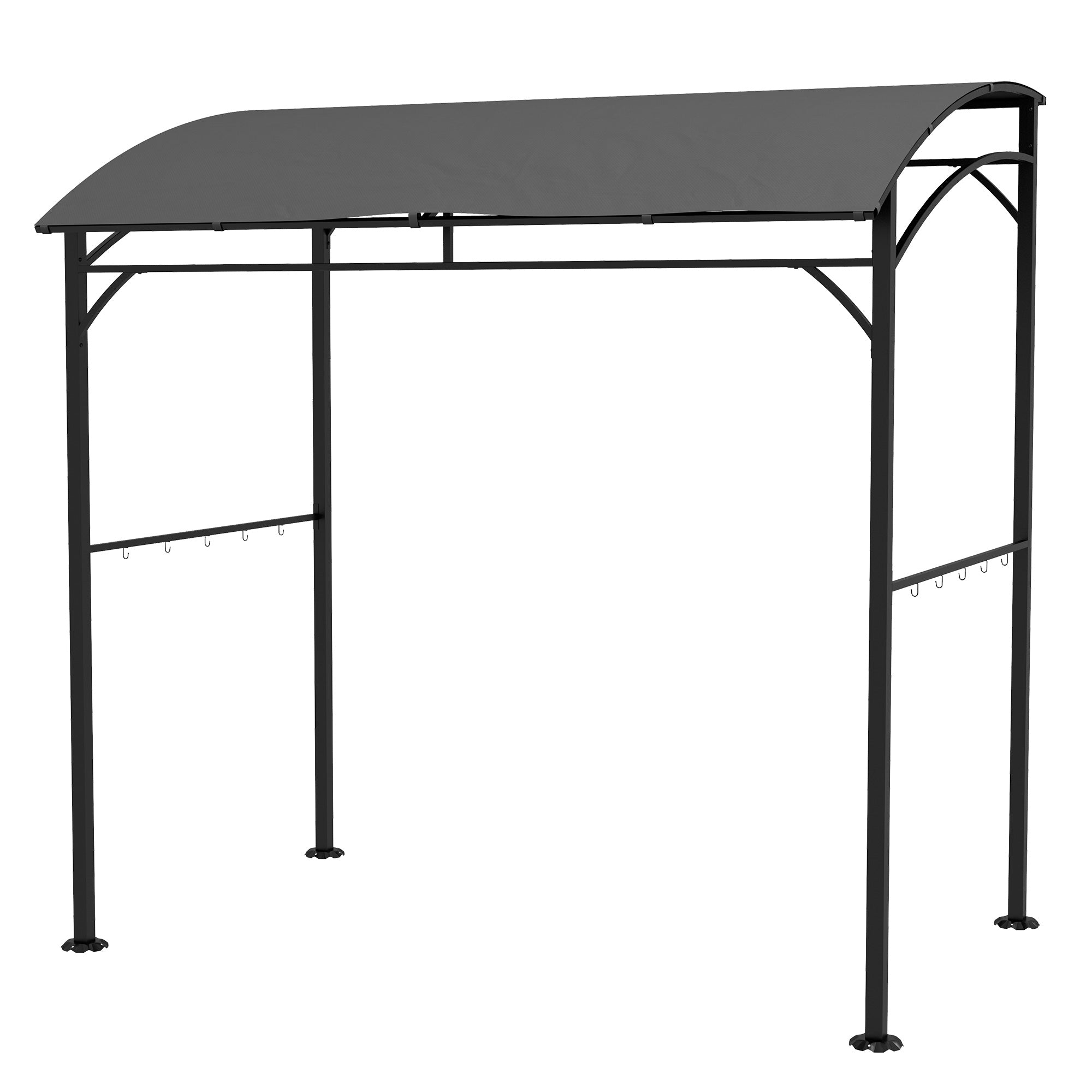 Grill Pavilion 215 x 150 x 220 cm Water-Resistant Garden Pavilion with Curved Roof, Garden Arbour with Hooks, BBQ Pavilion, Garden Tent Grill Tent Party Tent for Garden Party Picnic BBQ, Dark Gray