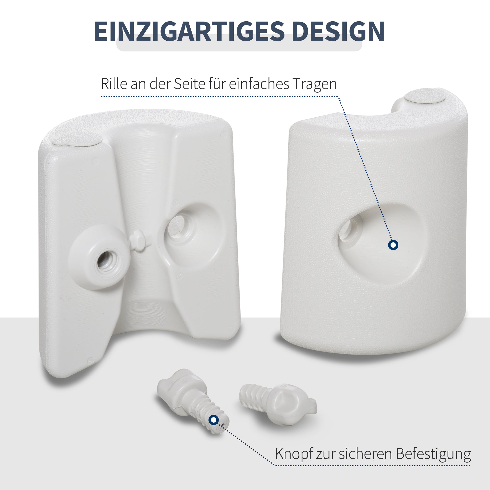 4 x Gazebo Weights Stand Foot Securement Party Tent Filling with Water/Sand PE ∅24xH25cm