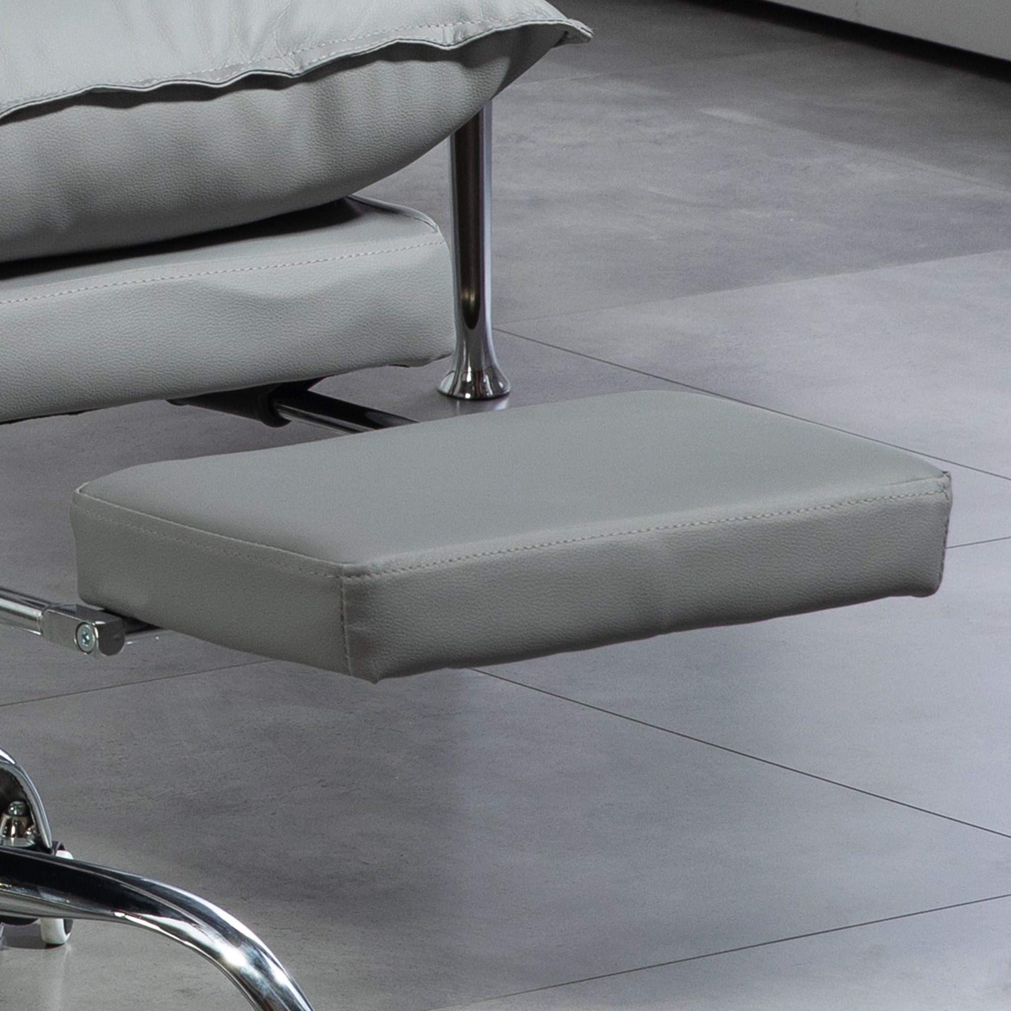 Office Chair, Ergonomic Desk Chair in Faux Leather with Wide Padded Seat, Reclining Backrest, Adjustable Height, Integrated Armrests and Footrest, 135 Kg Weight Capacity, Light Gray