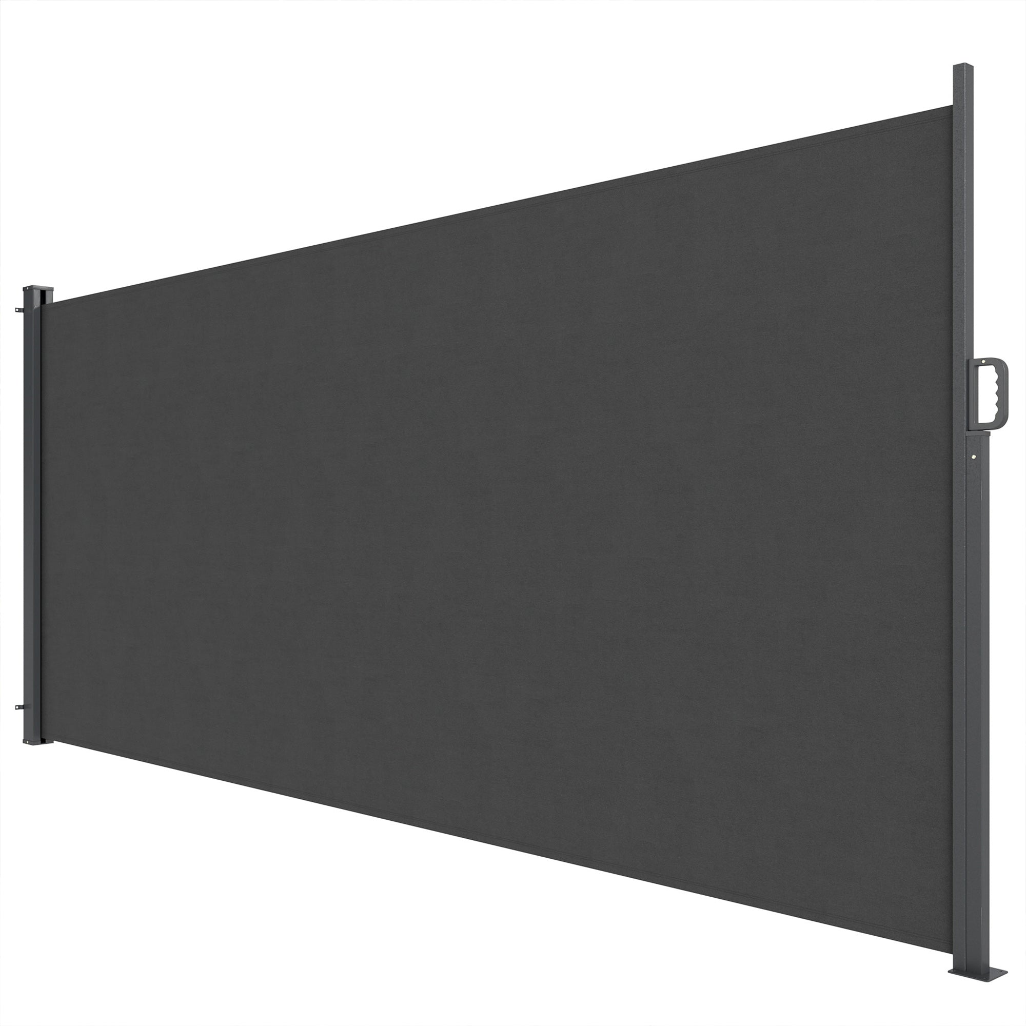 Retractable Opaque Side Awning — Privacy Screen, UPF 50+ Water-Resistant Windbreak, 420 x 185 cm (13'9" x 6'1") — Dark Gray