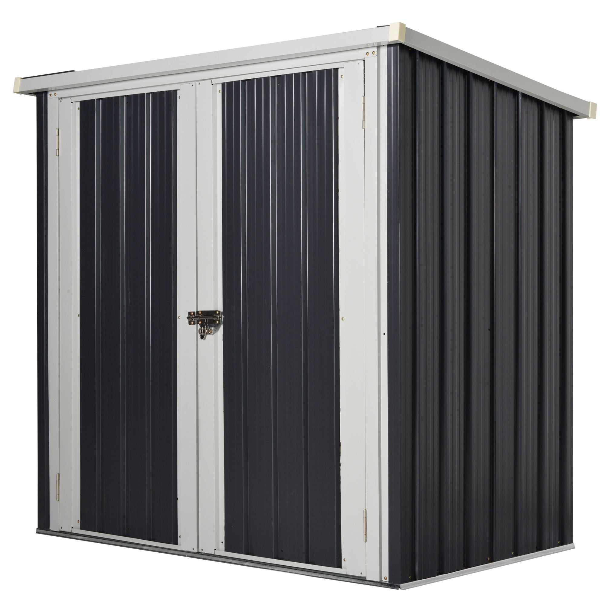 Outdoor Garden Shed 1.26 m² 147x86x134 cm Metal Outdoor Shed with 2 Doors and Lock for Tool Storage in Patio Terrace Black