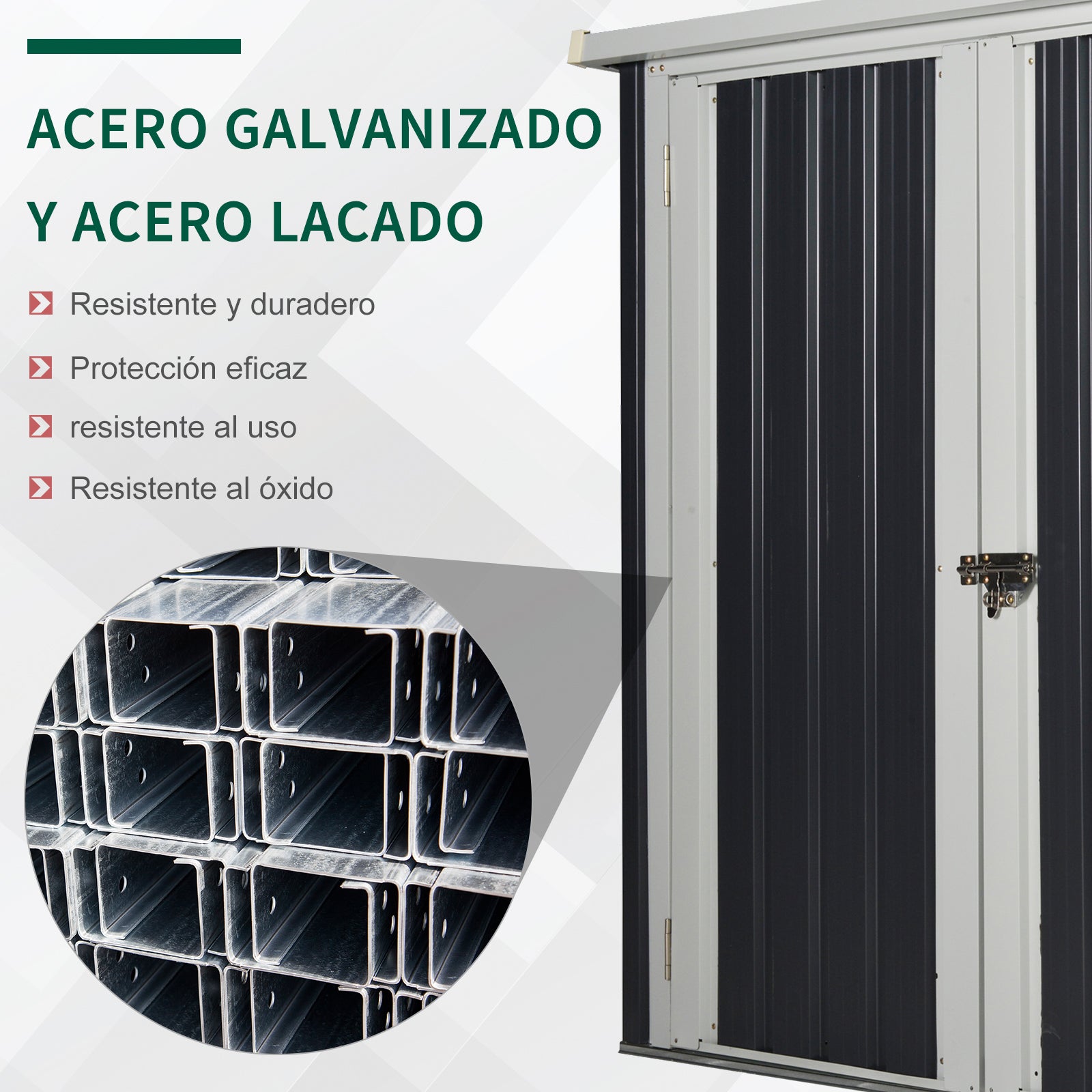 Outdoor Garden Shed 1.26 m² 147x86x134 cm Metal Outdoor Shed with 2 Doors and Lock for Tool Storage in Patio Terrace Black