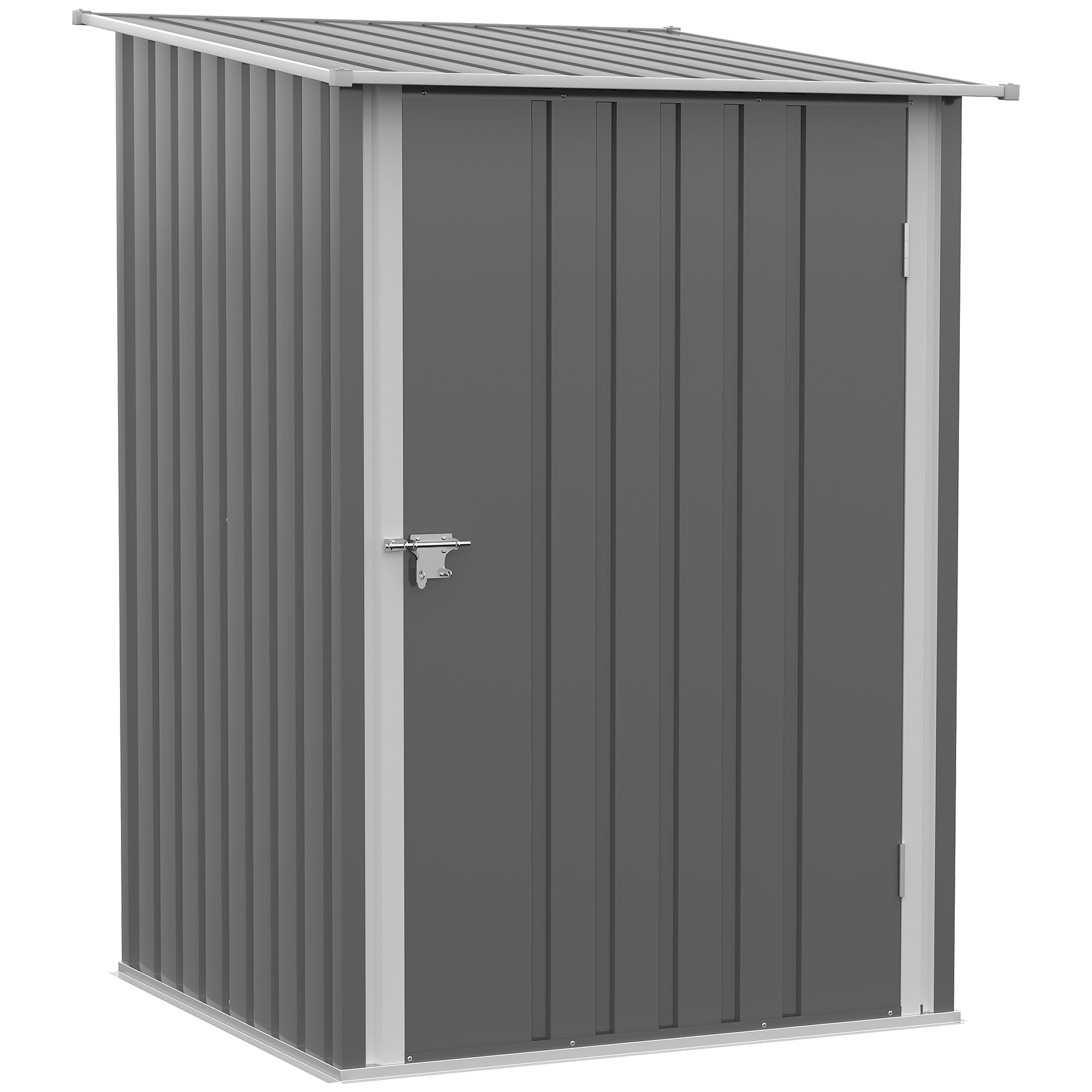 Metal Tool Shed 1.6m³ 100x103x160cm Garden Shed with Pent Roof Lockable Door Weatherproof Outdoor Storage Cabinet for Garden Yard, Gray