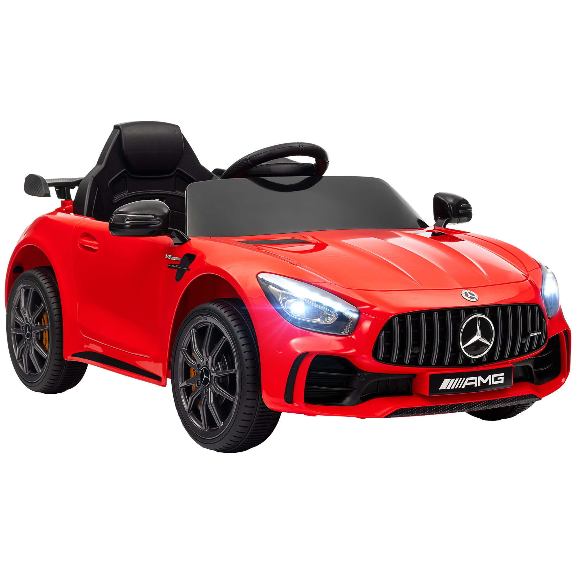 Children's Electric Car 12V Kids Car with 2.4G Remote Control, Children's Vehicle with Horn, MP3, Music, Soft Start, Reverse Function 3-5 km/h Electric Vehicle for 3-6 Years, Red