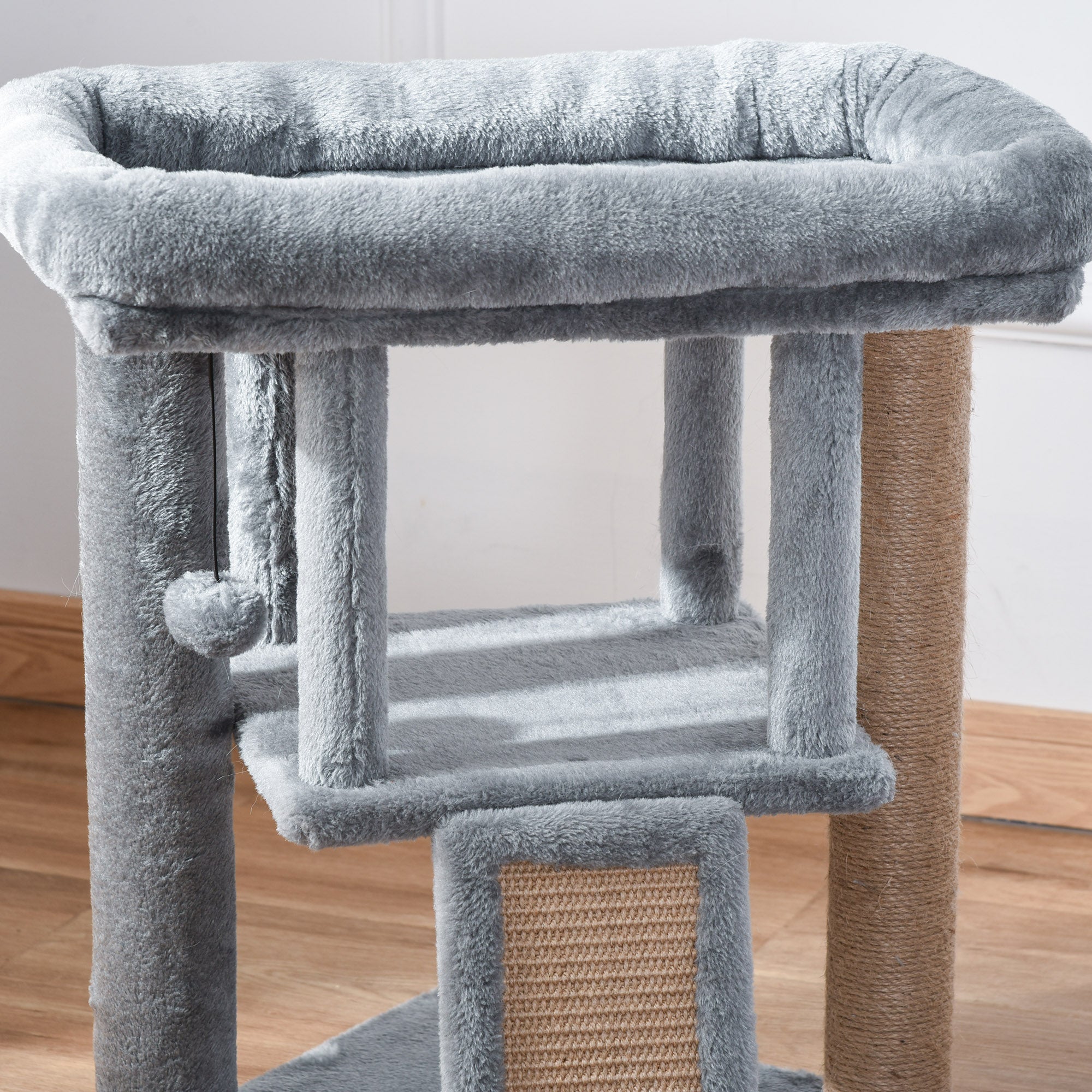 Scratching Post 57 cm Small Cat Tree with Cat Cave, Lounging Platform, Cat Scratching Post with Scratch Pad, Play Ball, Cat Furniture for Cats up to 5 kg Light Gray