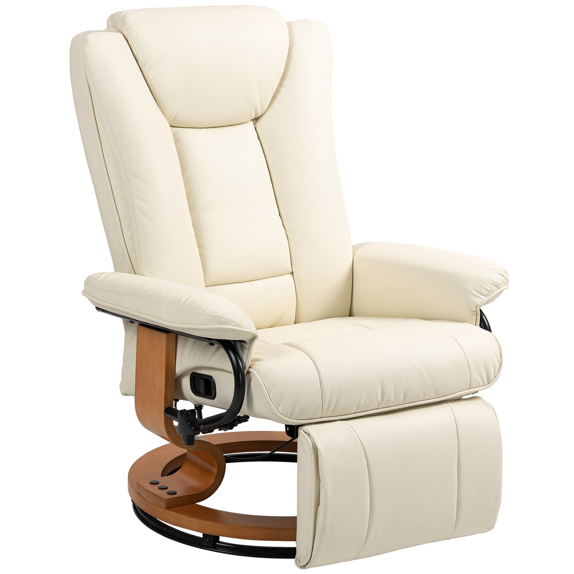 Recliner TV Chair with Reclining Function, Swivel Armchair with Adjustable Backrest Lounge Chair up to 150 kg Load Capacity, Faux Leather, Cream