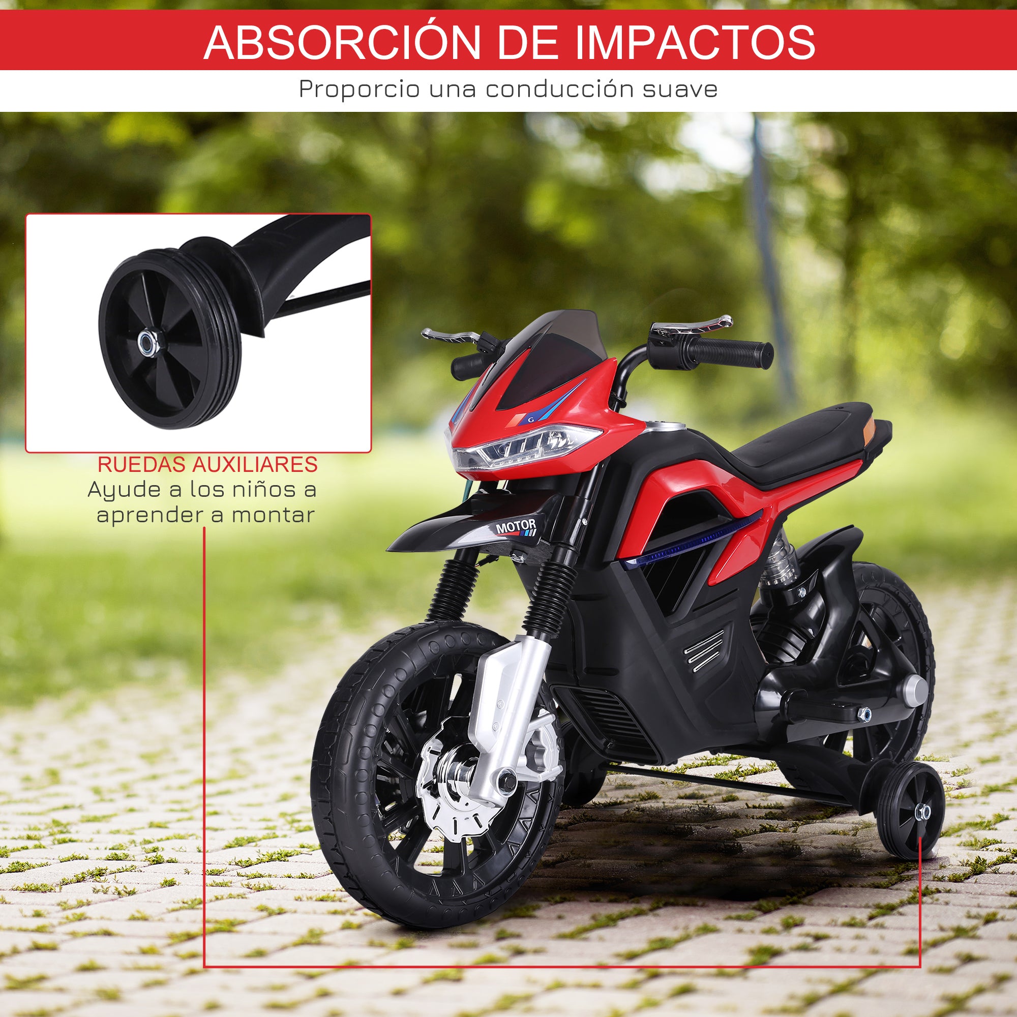 Kids Electric Motorcycle Toy Bike +3 Years 6V Battery with Lights and Music 105x52.3x62.3cm Red