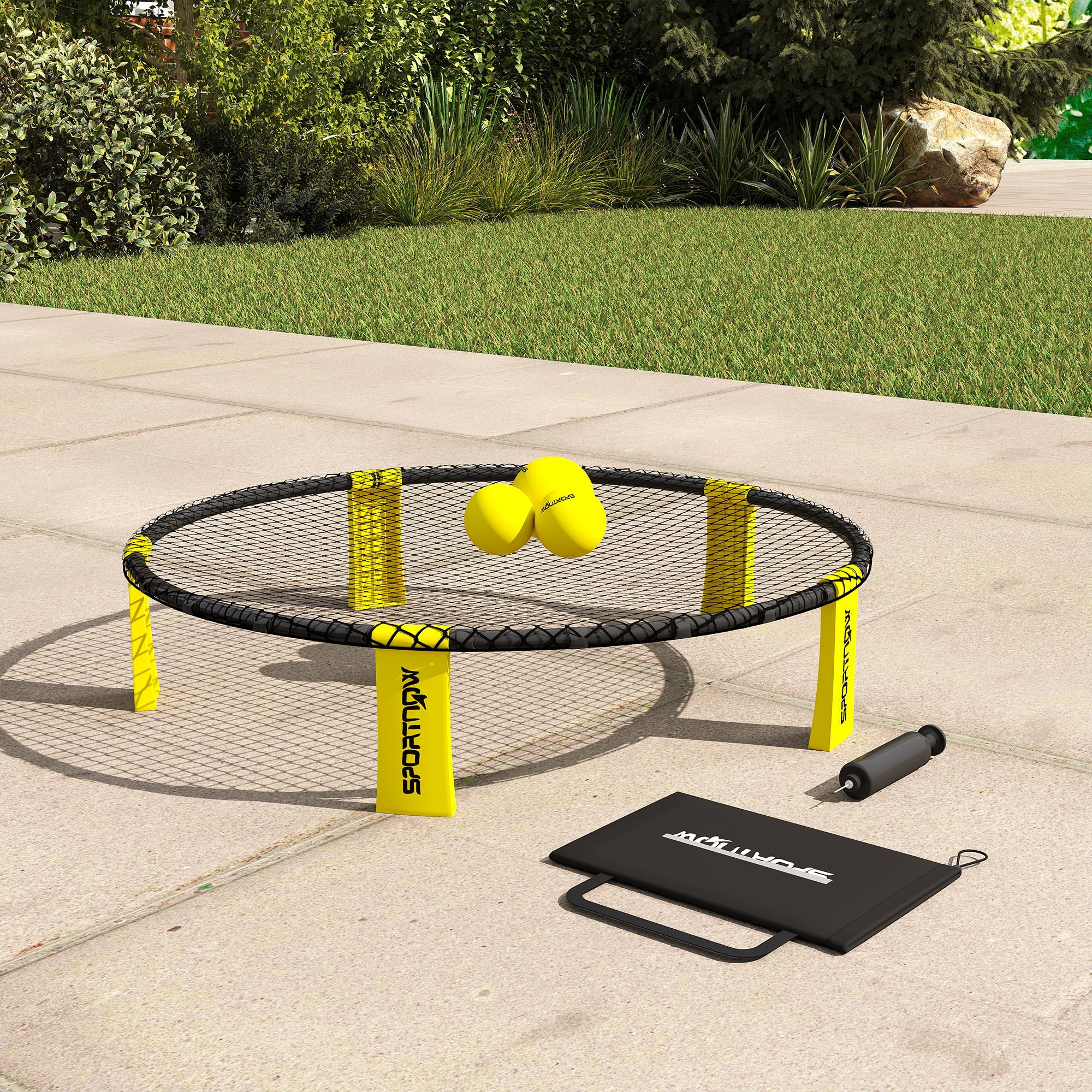 SPORTNOW Roundnet Set Game Set with Game Net 3 Balls Carry Bag Ball Pump Spikeball Set for Garden Beach Park Indoors
