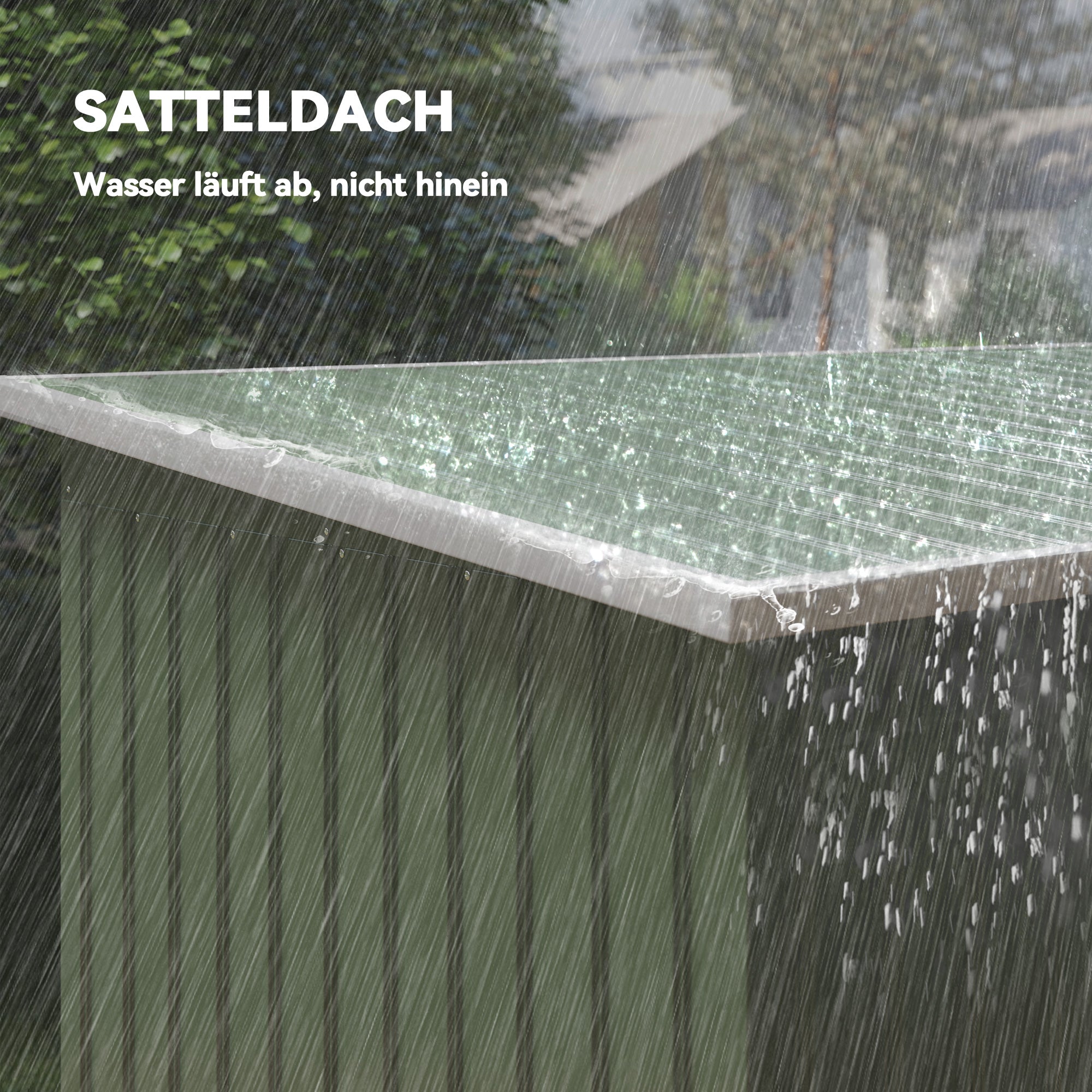 Metal Tool Shed 6.3m³ 280x130x172cm Storage Shed with Pent Roof Sliding Door Weatherproof Garden Shed Outdoor Garden Storage Cabinet for Backyard Outdoor Area Anthracite, Light Green