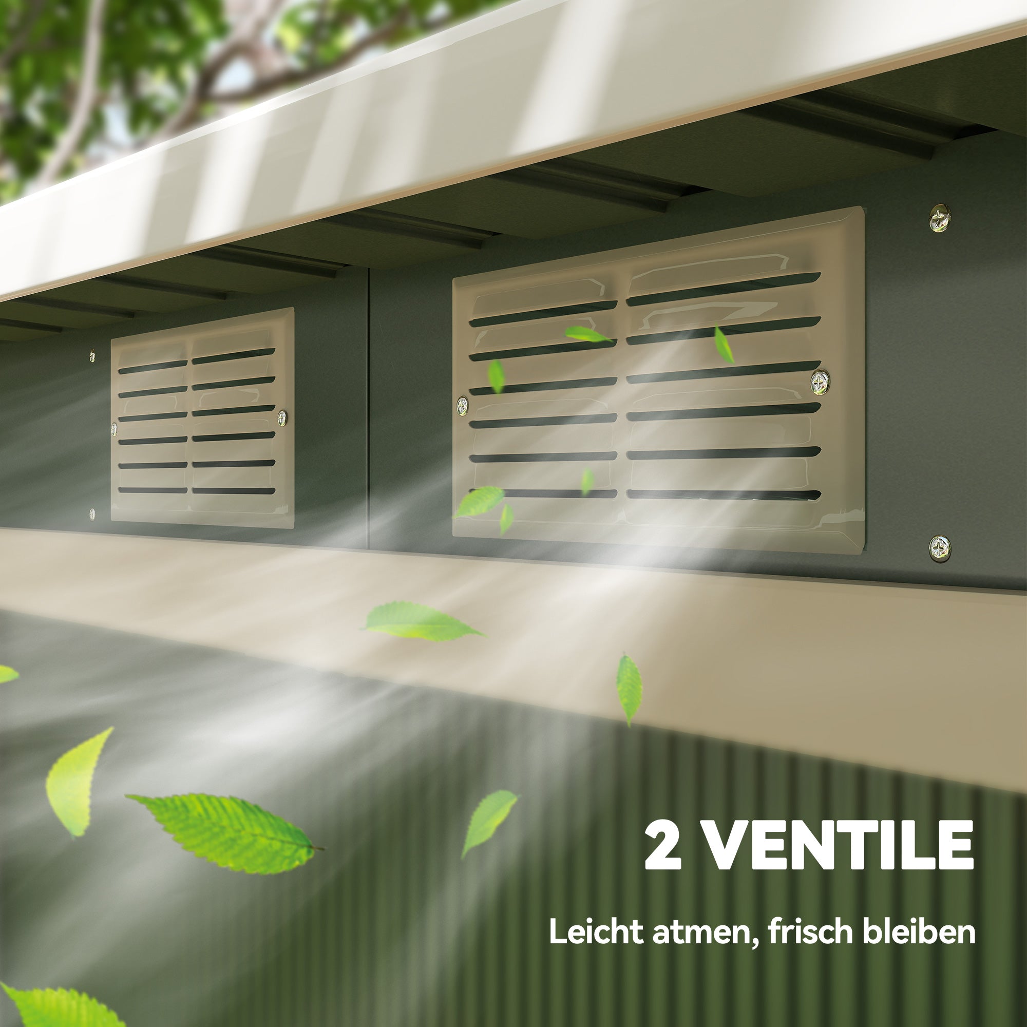 Metal Tool Shed 6.3m³ 280x130x172cm Storage Shed with Pent Roof Sliding Door Weatherproof Garden Shed Outdoor Garden Storage Cabinet for Backyard Outdoor Area Anthracite, Light Green