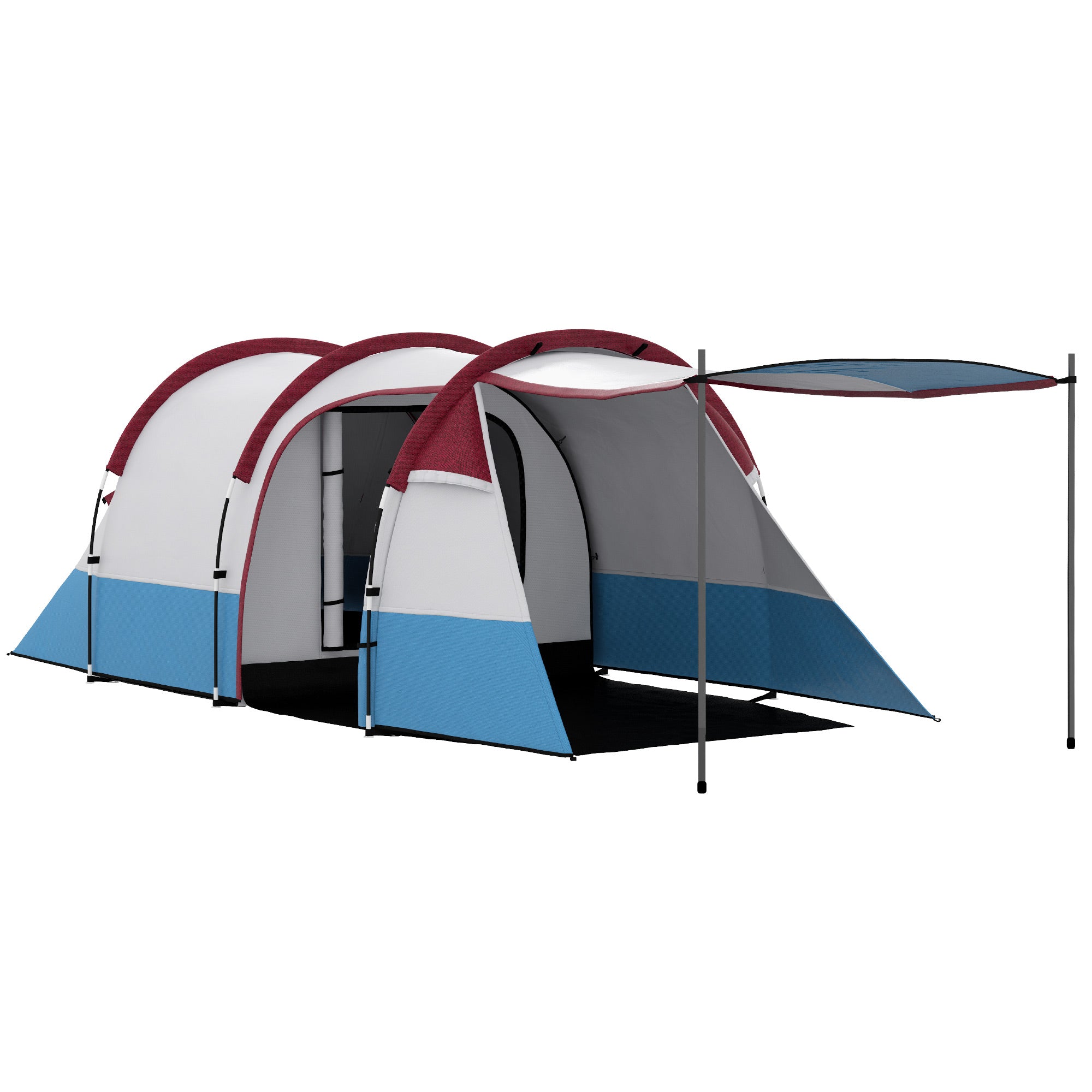 Camping Tent, Tunnel Tent for 3 People, with Light Hook, Awning, 2 Rooms, Windproof Family Tent with Carrying Bag, 2000mm Water Resistant Pop Up Tent for Camping, Garden, Red