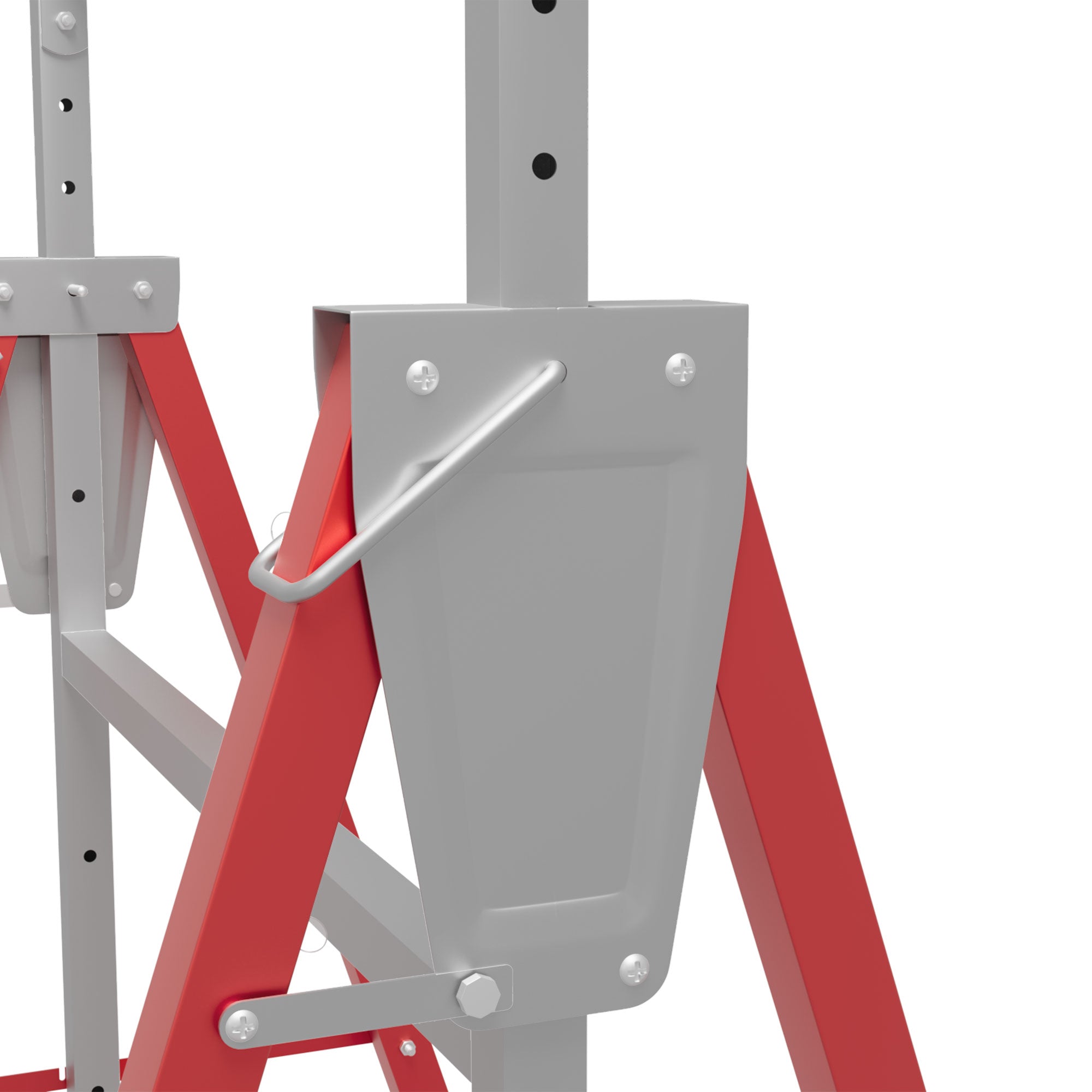 2 x Scaffold Trestle Folding Trestle Adjustable Height up to 200kg Steel Red 68 x 58 x 80-130 cm