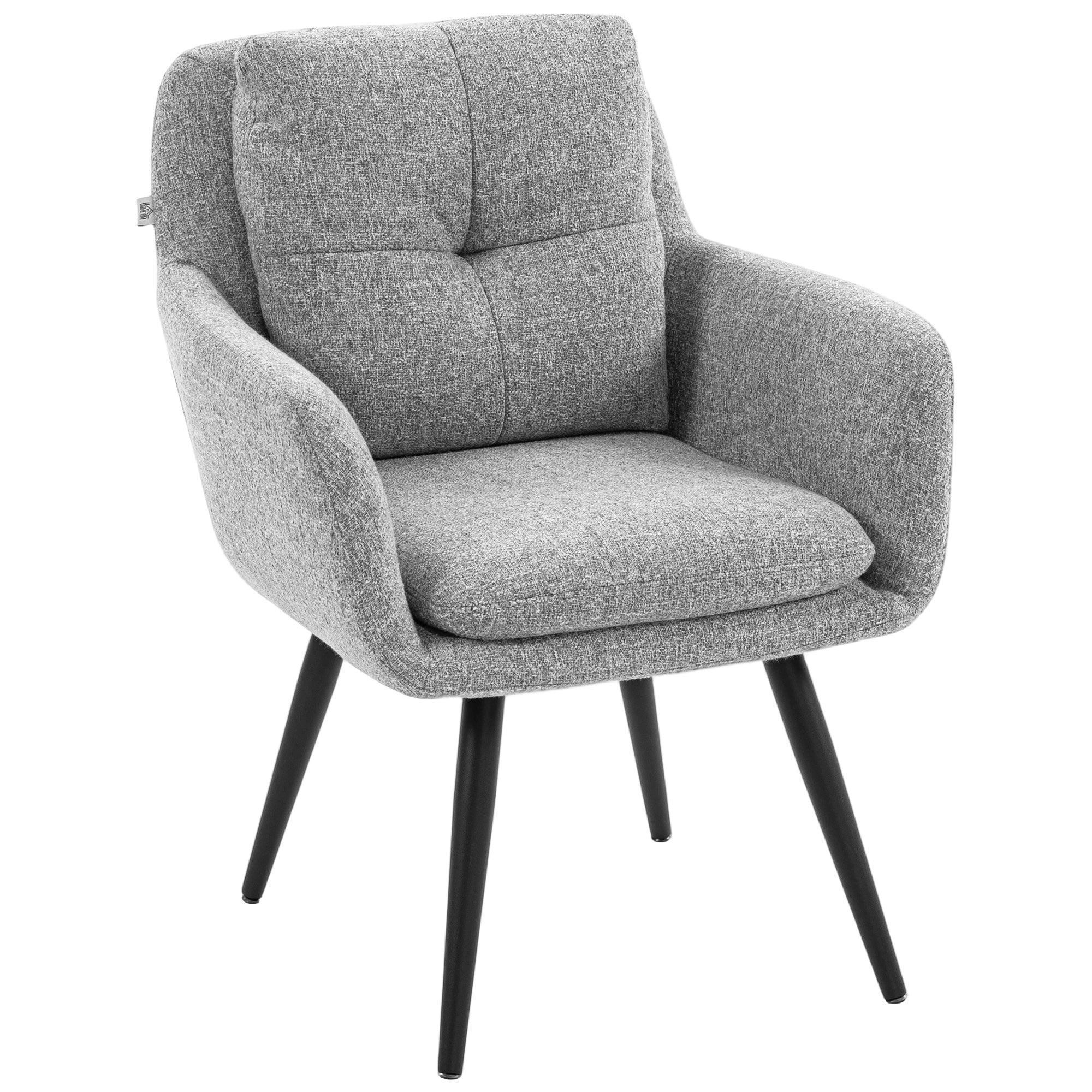 Swivel Lounge Chair, Linen-Look Padded Accent Chair for Living Room & Bedroom, Light Gray