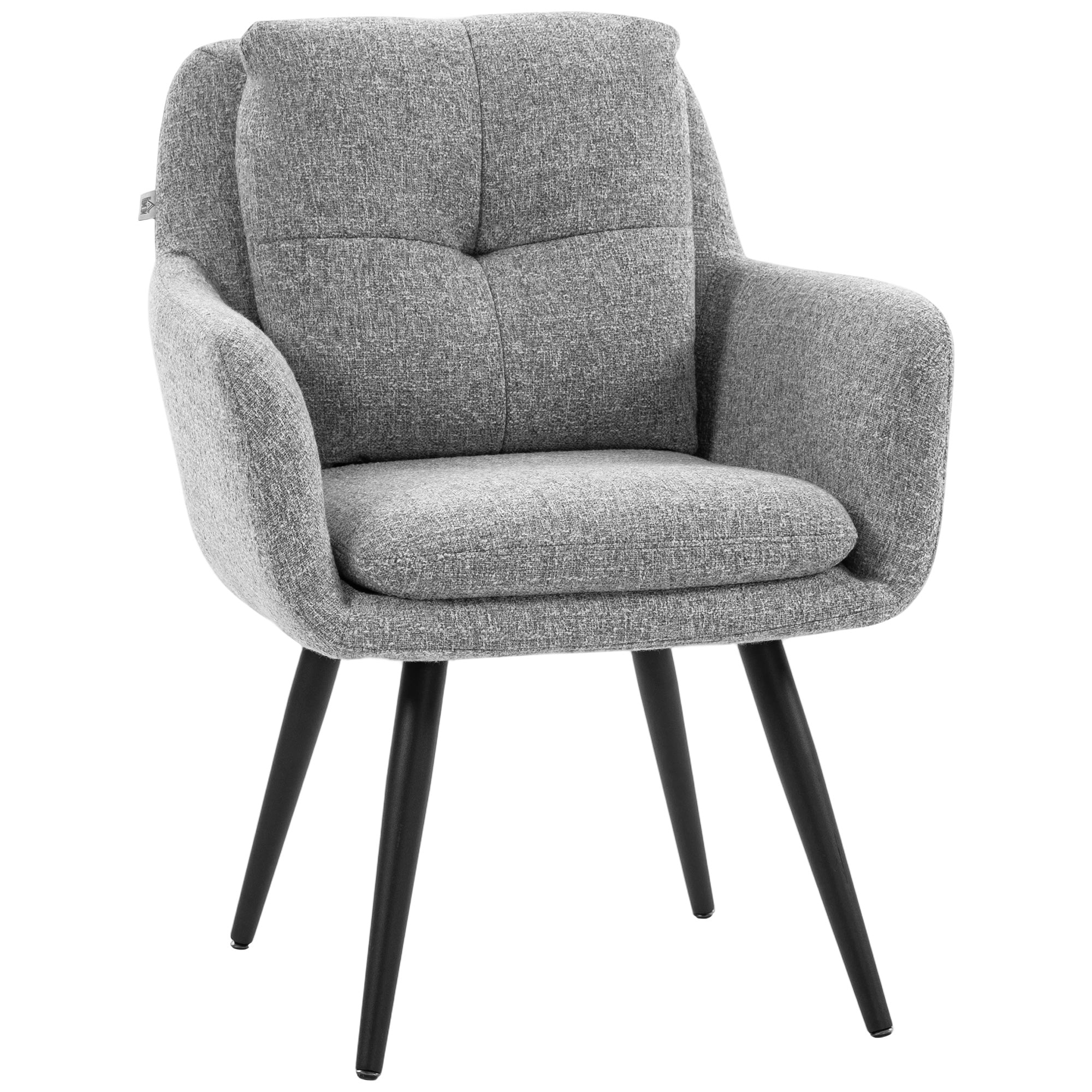 Swivel Lounge Chair, Linen-Look Padded Accent Chair for Living Room & Bedroom, Light Gray