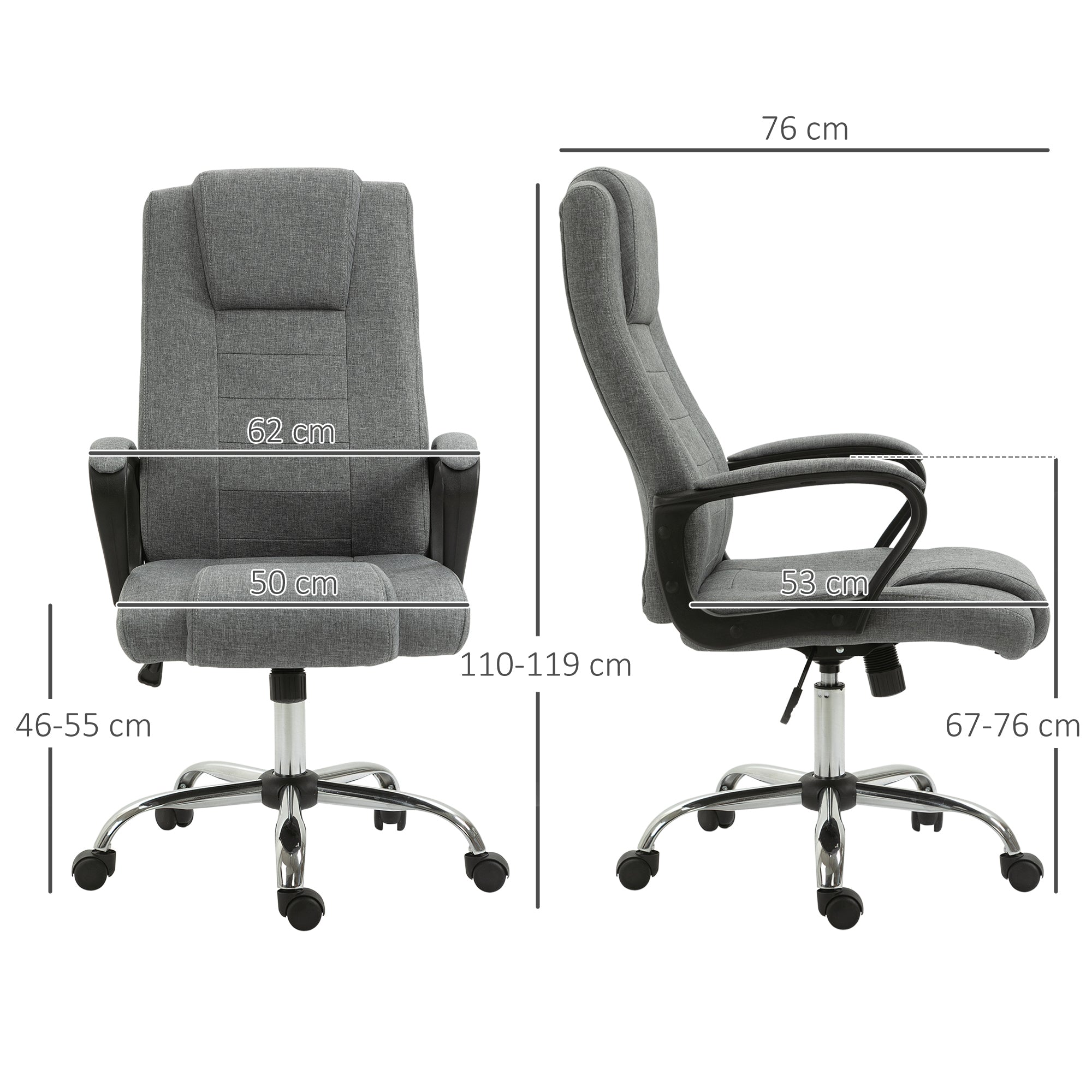 Manager Ergonomic Swivel Office Chair with Linen Upholstery Height Adjustable Dark Gray