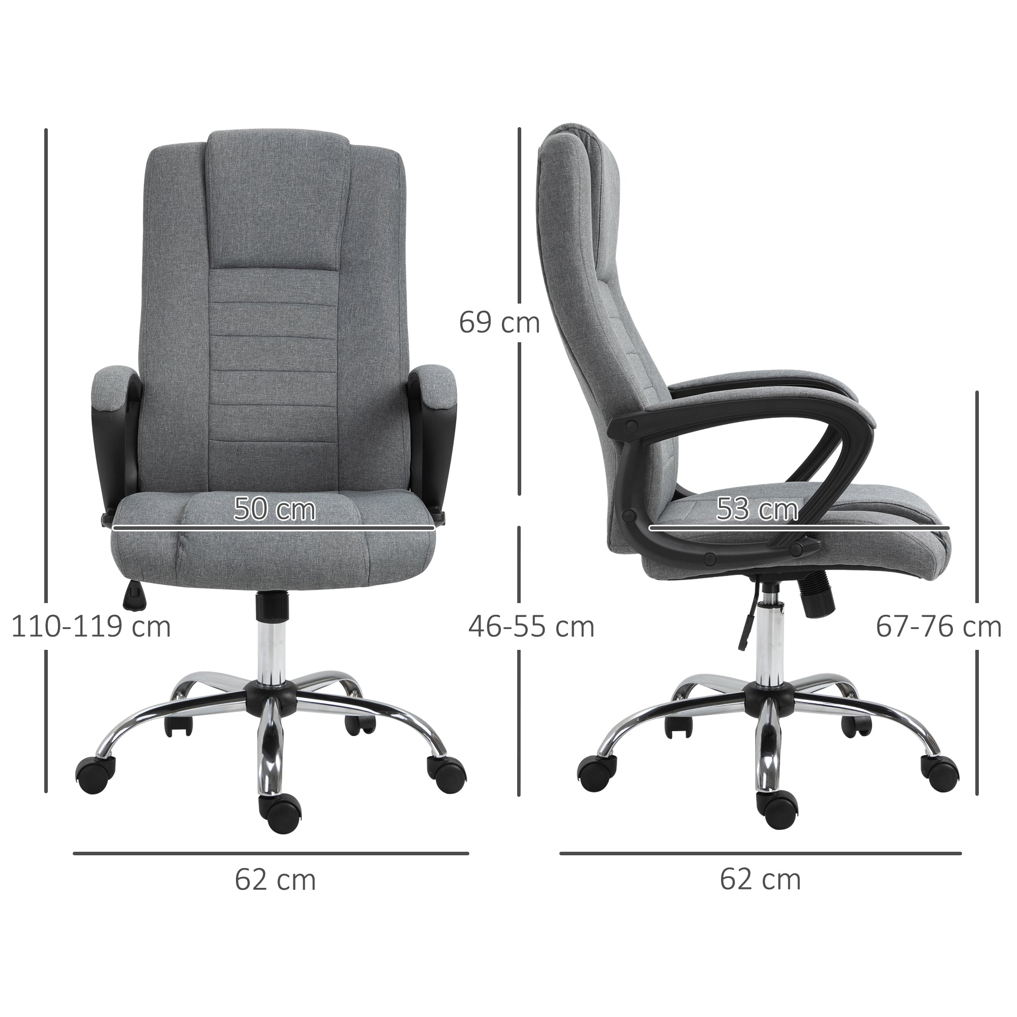 Manager Ergonomic Swivel Office Chair with Linen Upholstery Height Adjustable Dark Gray